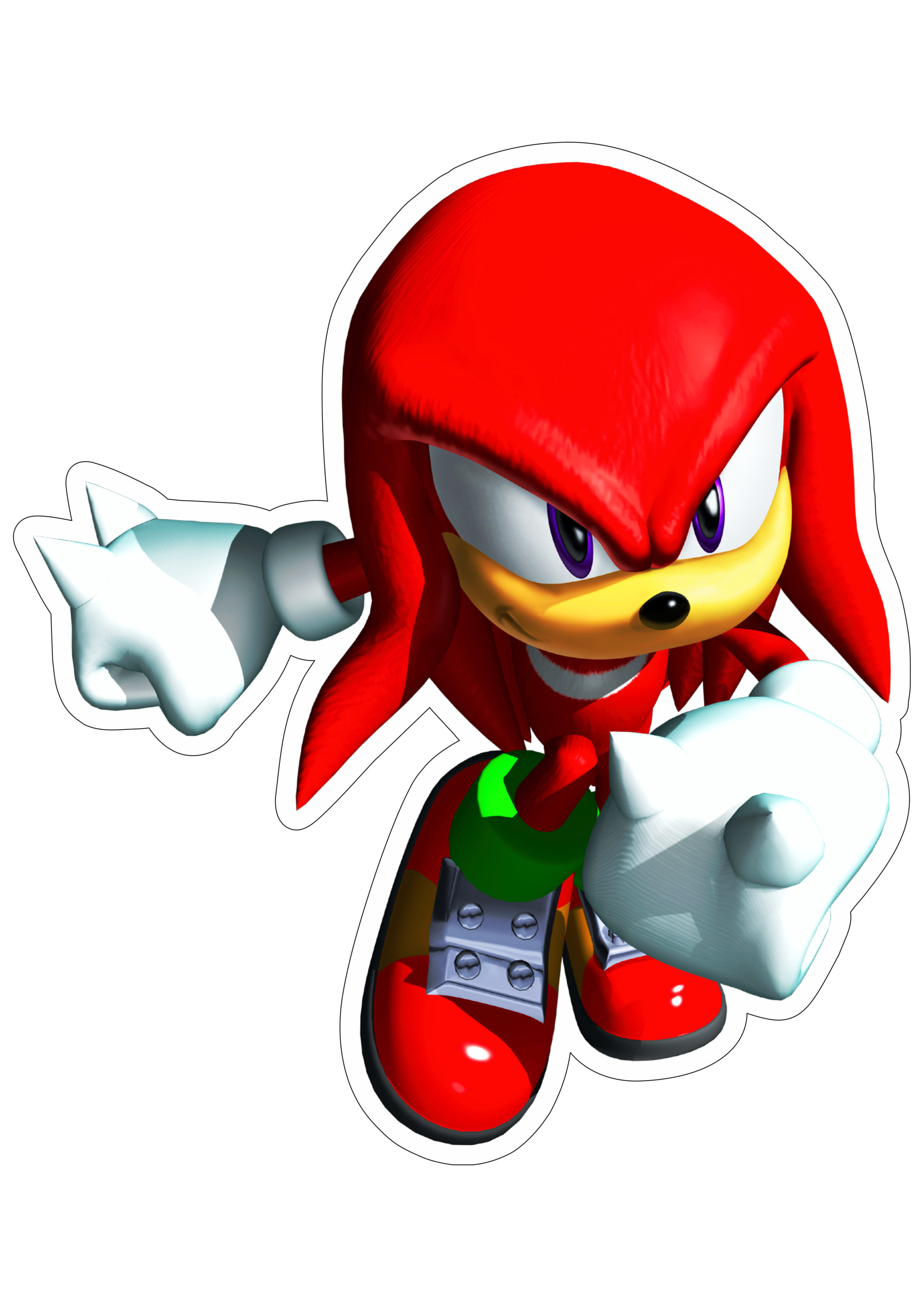 Knuckles Sonic the hedgehog personagem de game design fundo transparente com contorno png