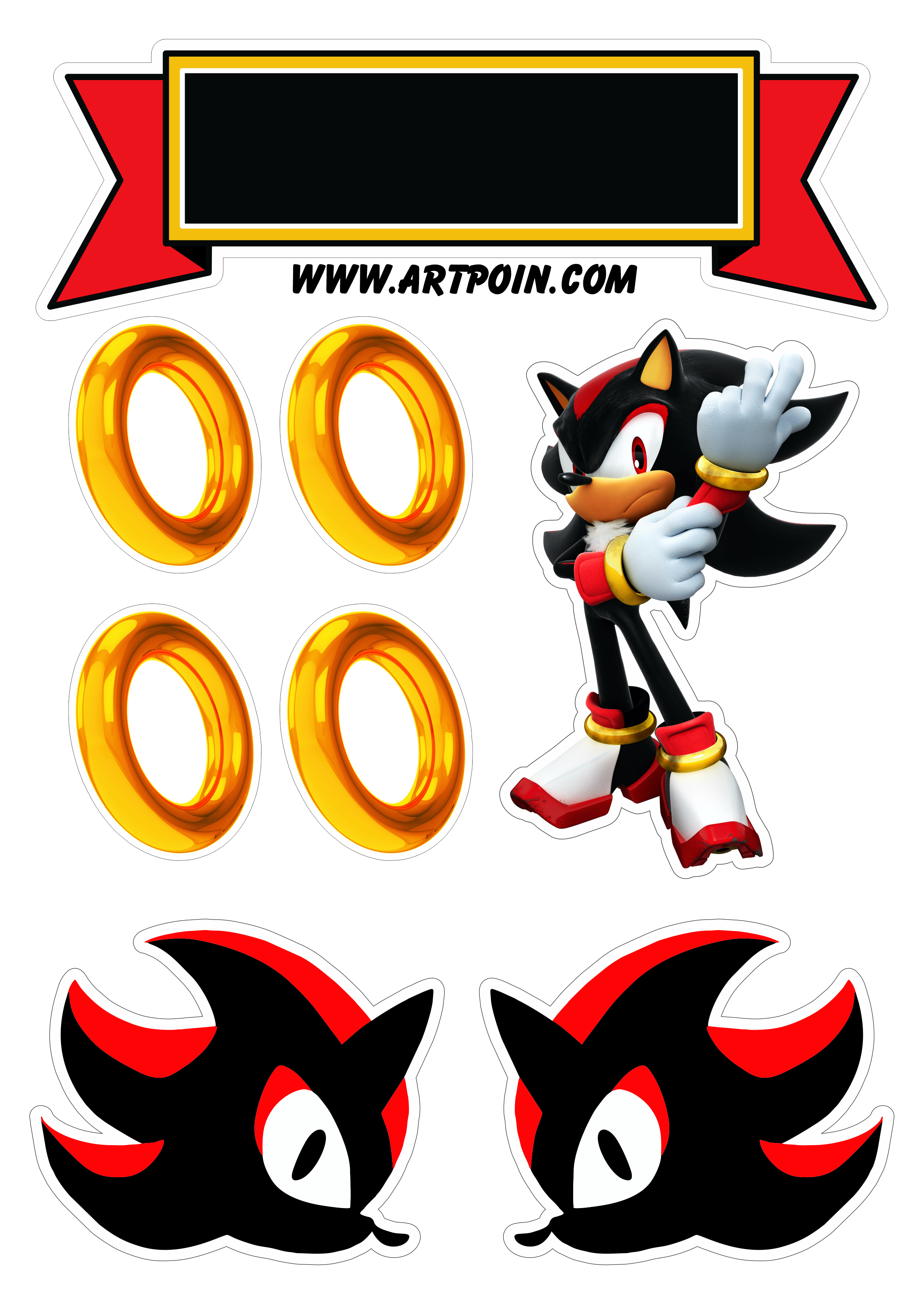 Shadow Sonic the hedgehog topo de bolo para imprimir artigos de