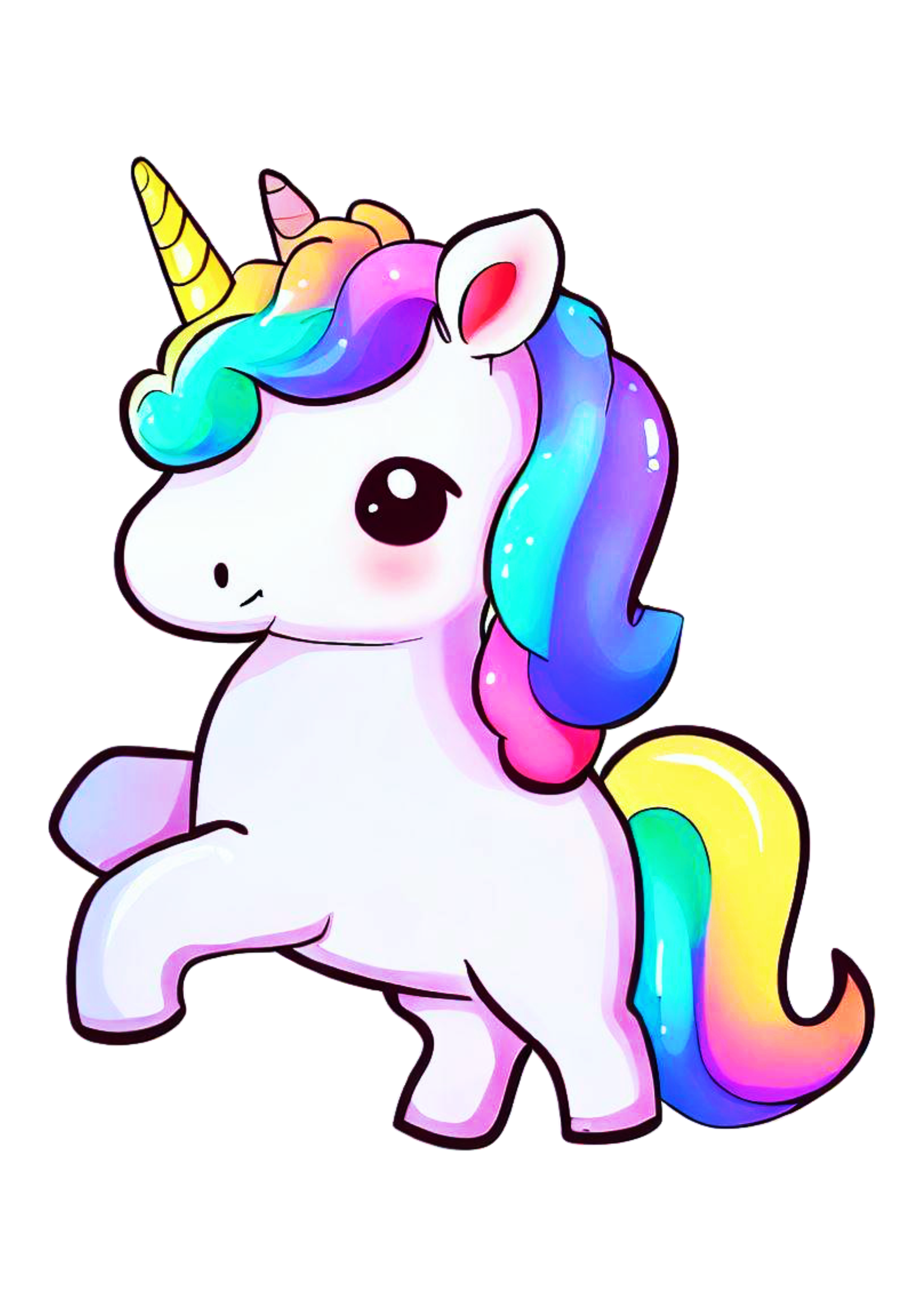 Unicórnio colorido desenho infantil simples fofinho png