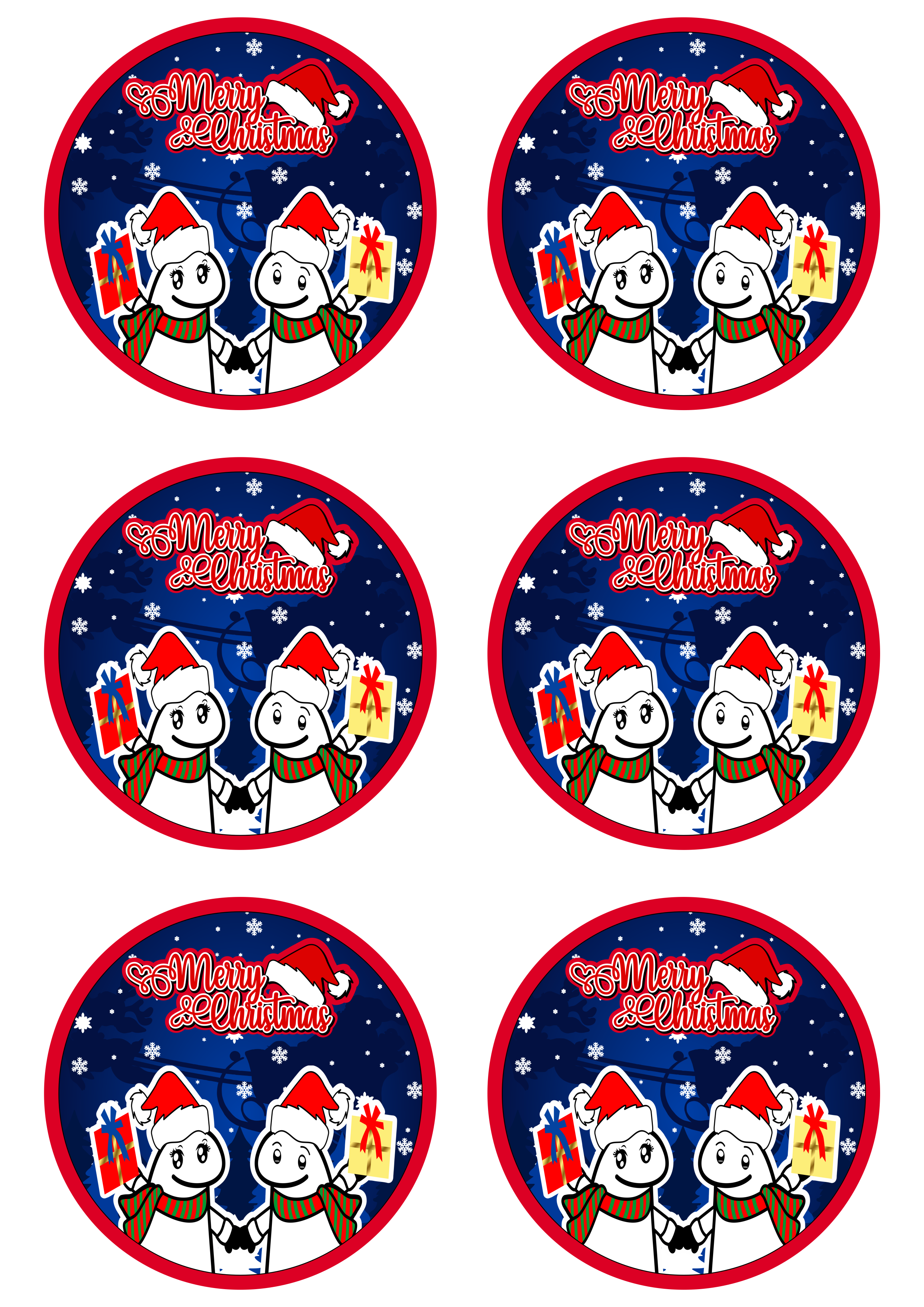 Flork adesivo redondo sticker tag feliz natal merry chrstimas 6 imagens png