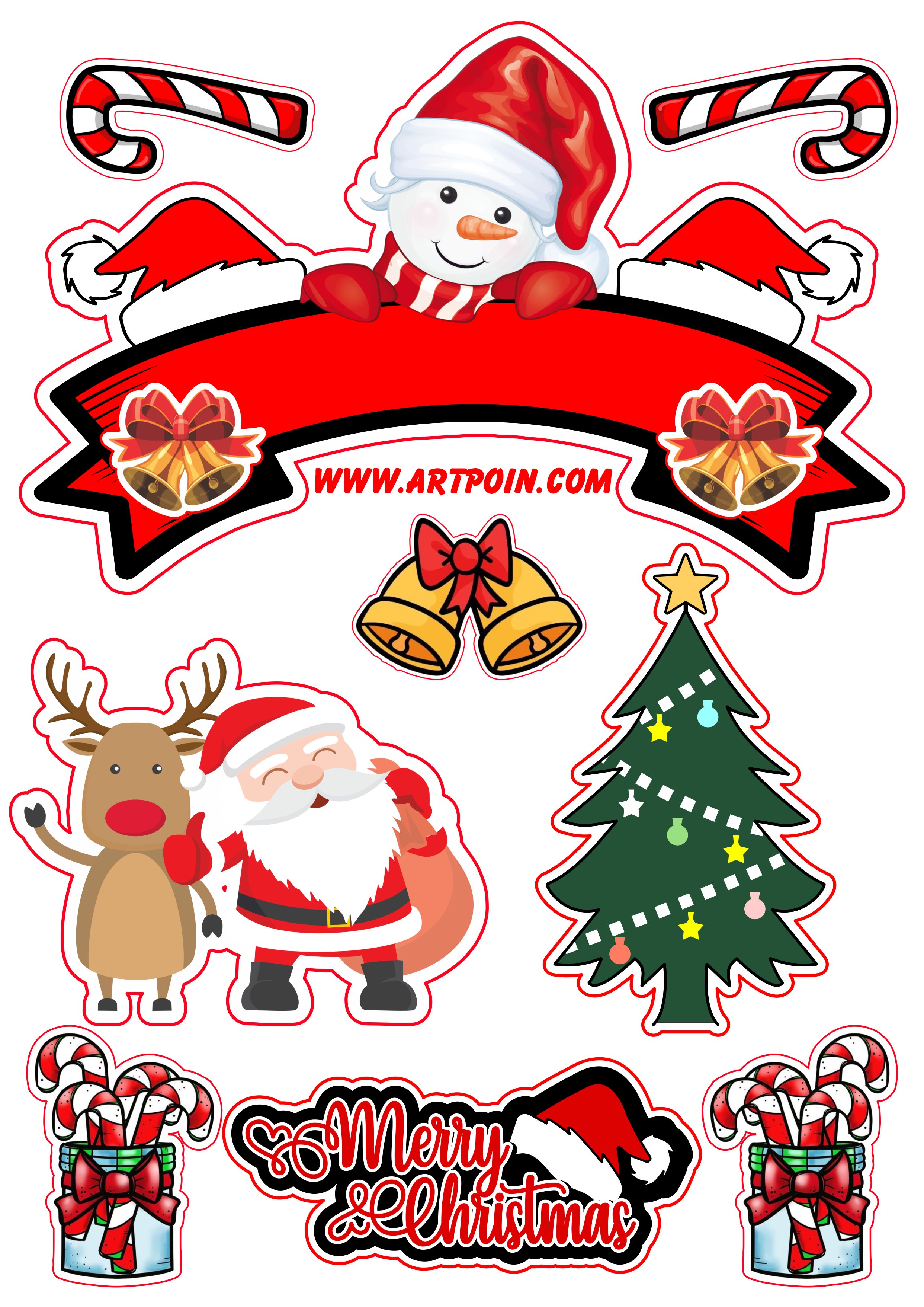 Topo de bolo feliz natal merry christmas para decoração de festa personalizada download grátis png