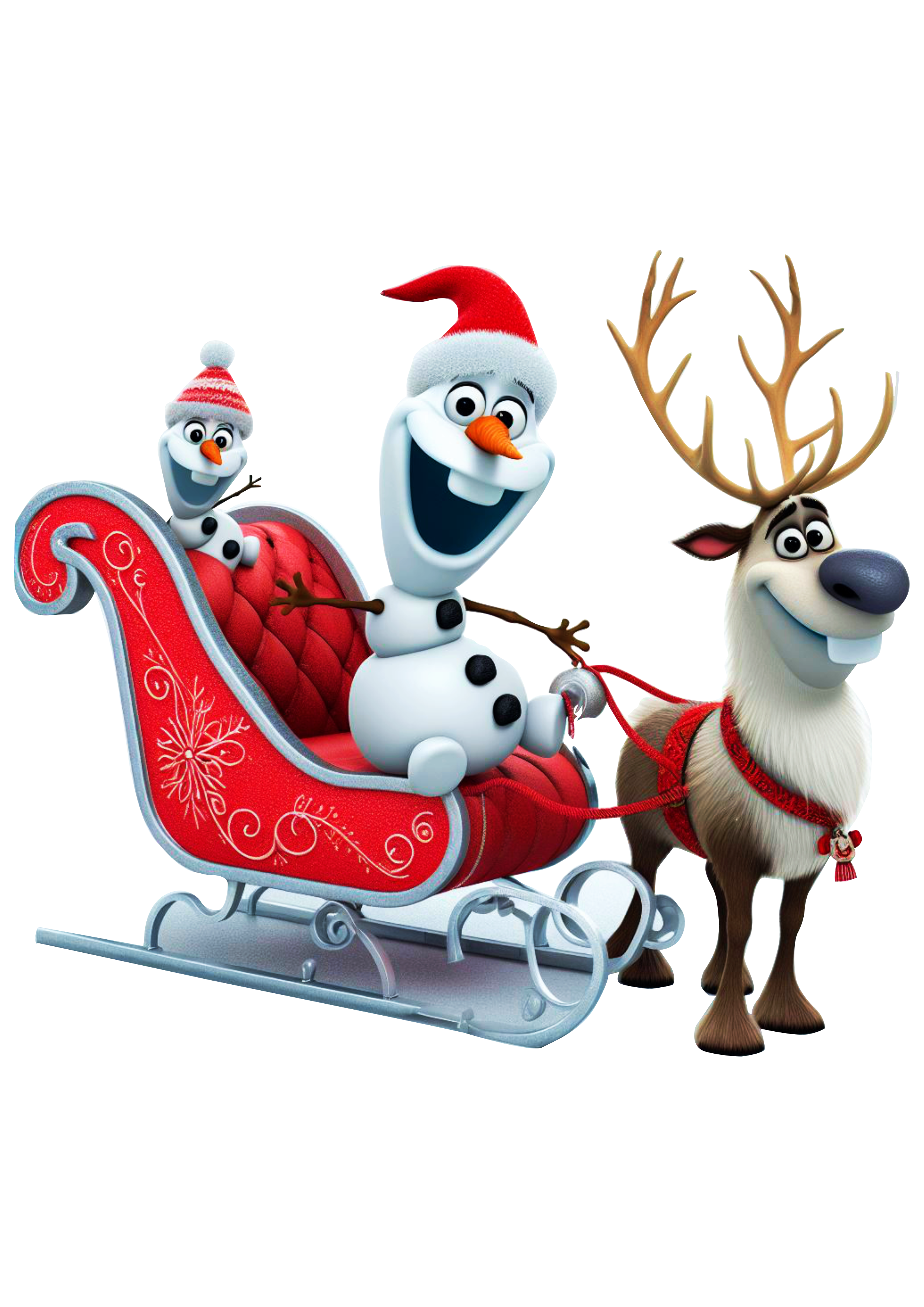 Frozen especial de natal animação infantil Olaf no trenó fundo transparente png