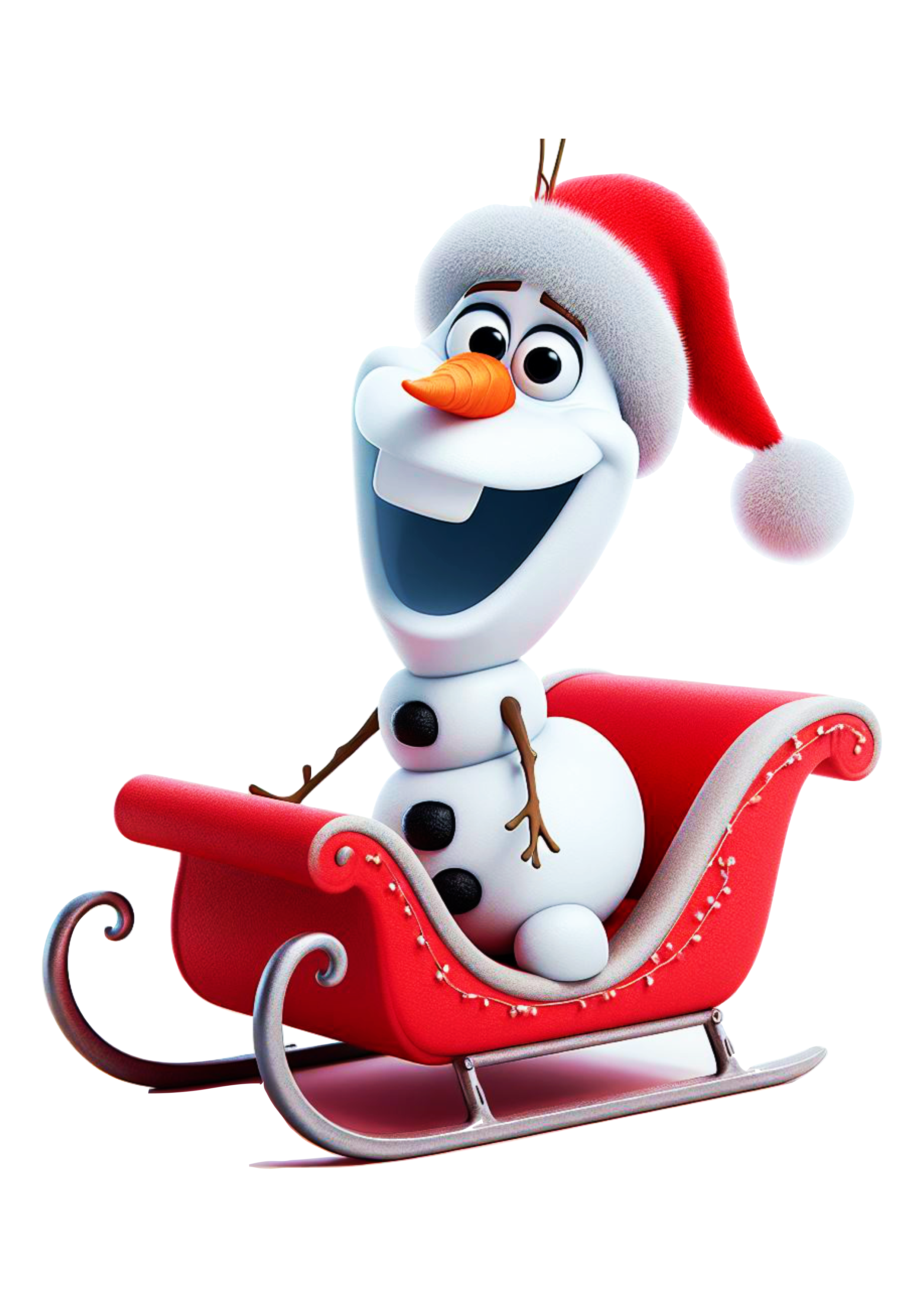 Frozen especial de natal animação infantil Olaf no trenó ilustração fundo transparente png
