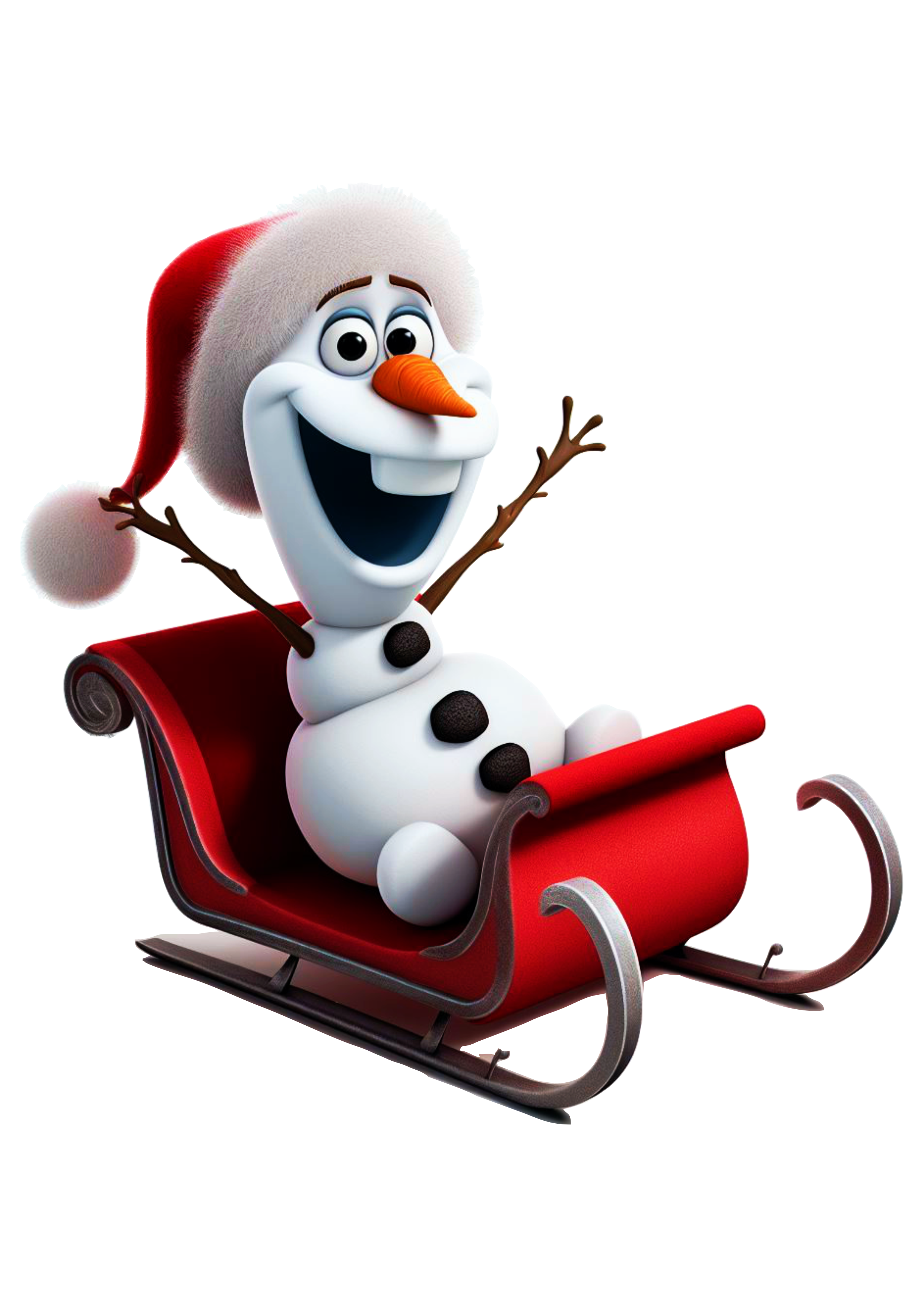 Frozen especial de natal animação infantil Olaf no trenó ilustração animação infantil fundo transparente png