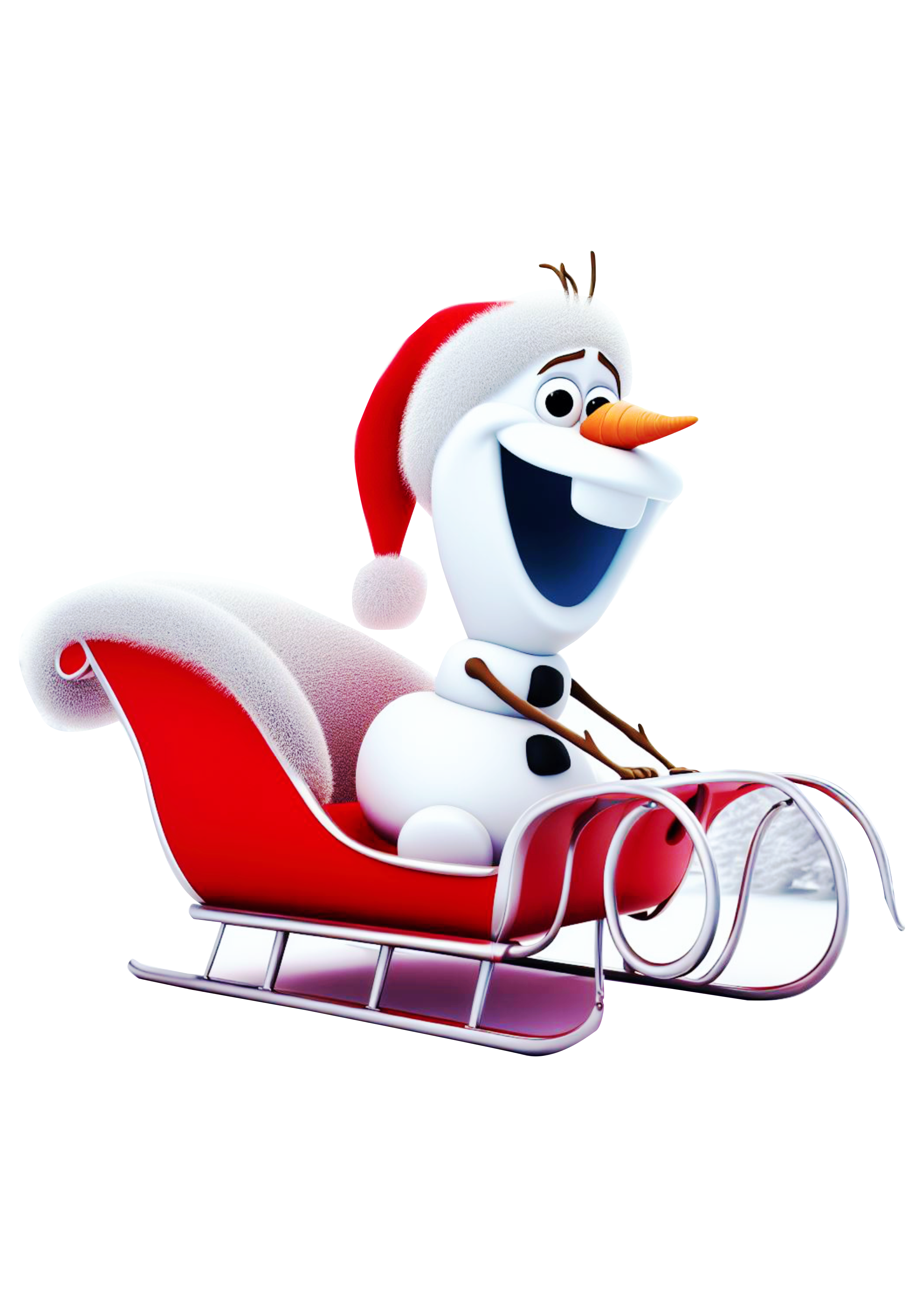 Frozen especial de natal animação infantil Olaf no trenó ilustração desenho infantil pack de imagens fundo transparente png