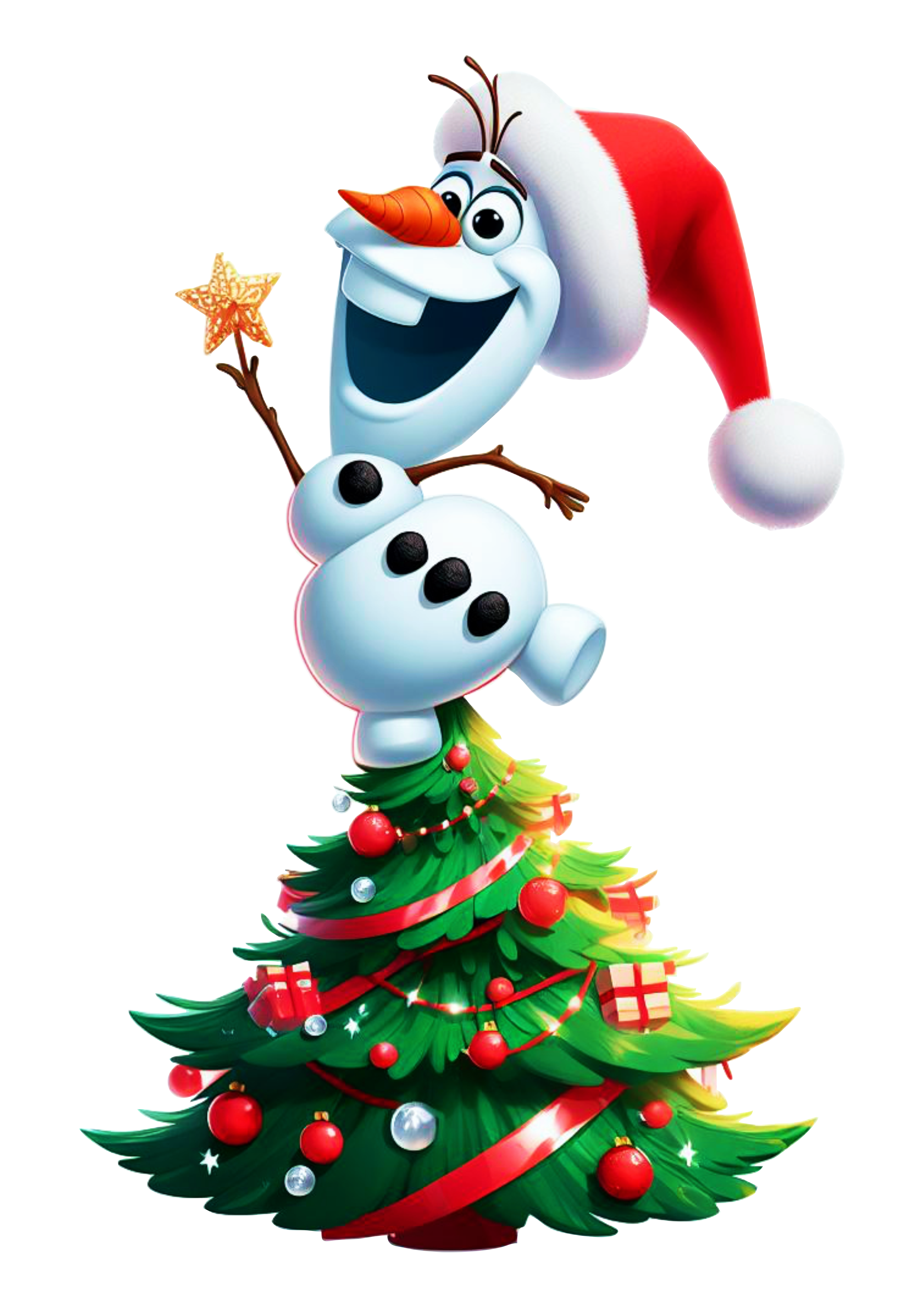 Frozen especial de natal animação infantil Olaf desenho infantil árvore de natal disney plus fundo transparente png