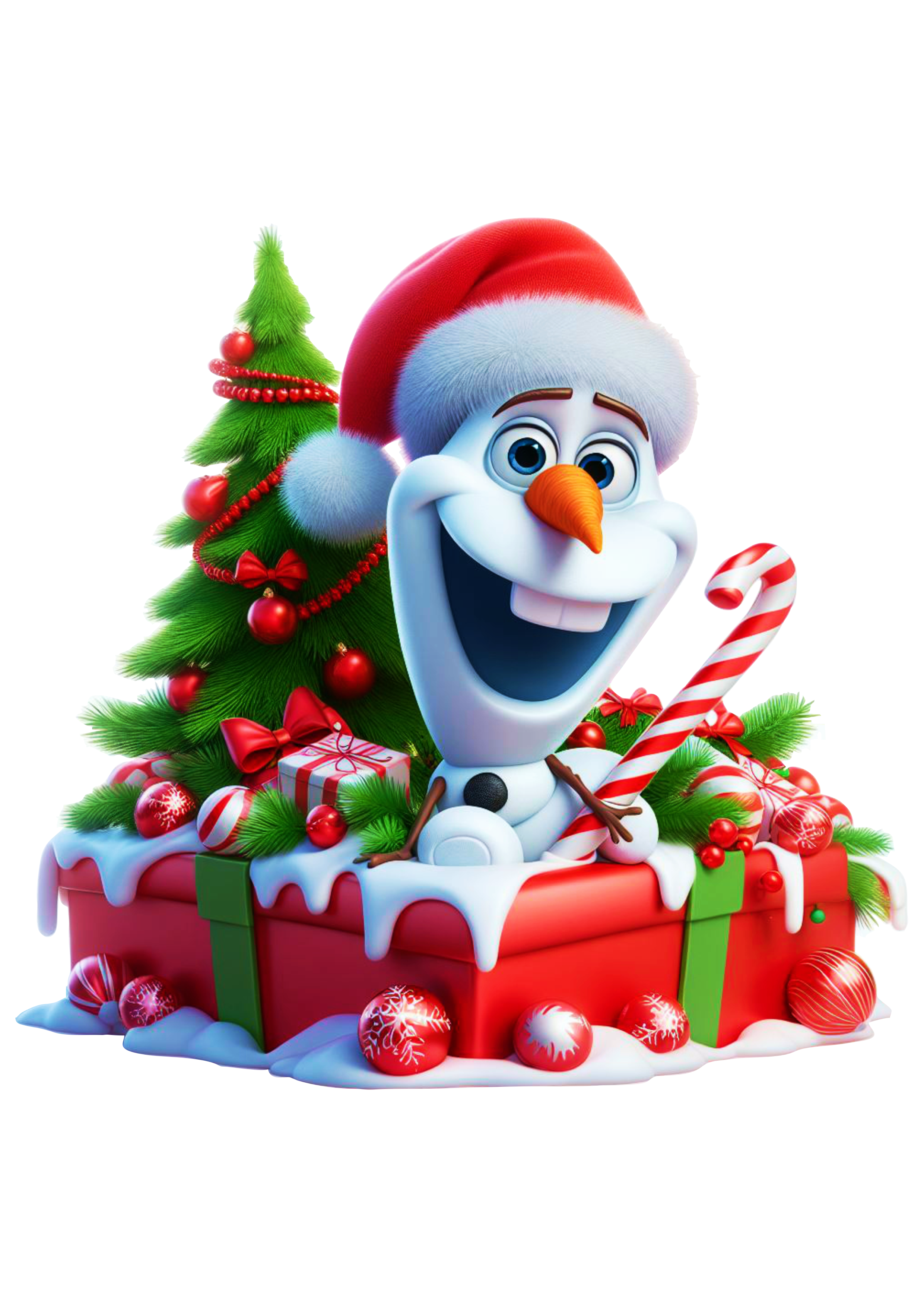 Frozen especial de natal animação infantil Olaf desenho infantil árvore de natal disney plus personagem  fundo transparente png