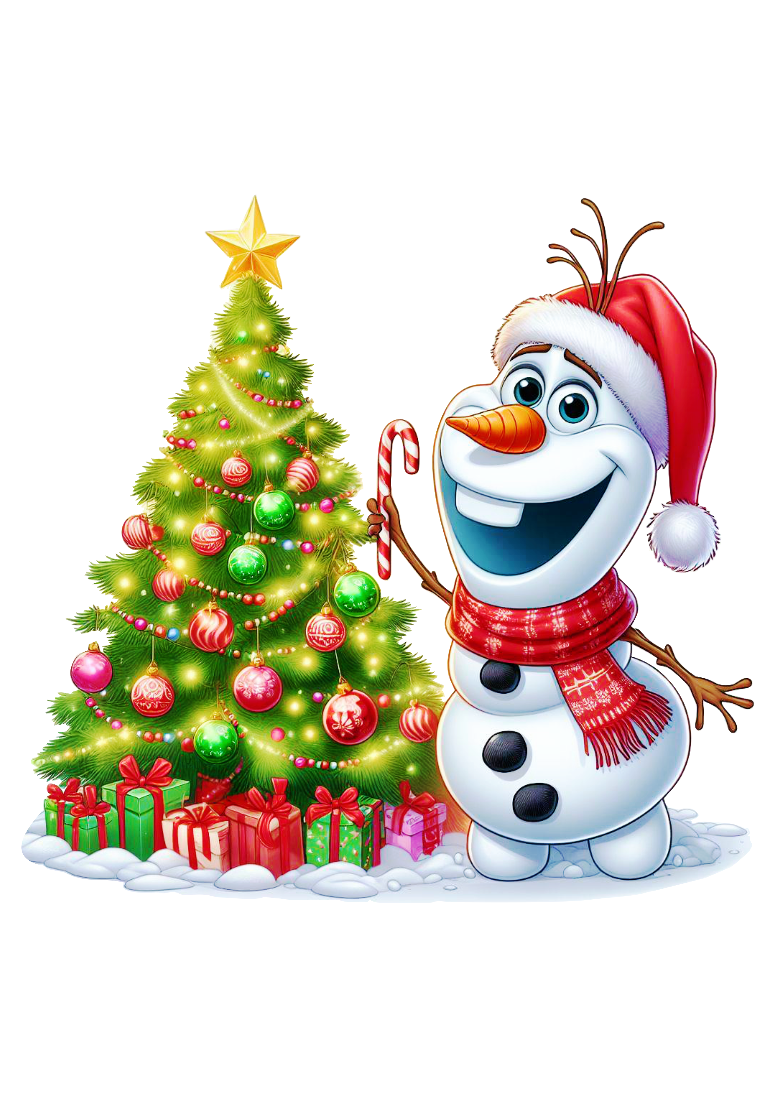 Frozen especial de natal animação infantil Olaf desenho infantil árvore de natal disney plus personagem fictício fundo transparente png