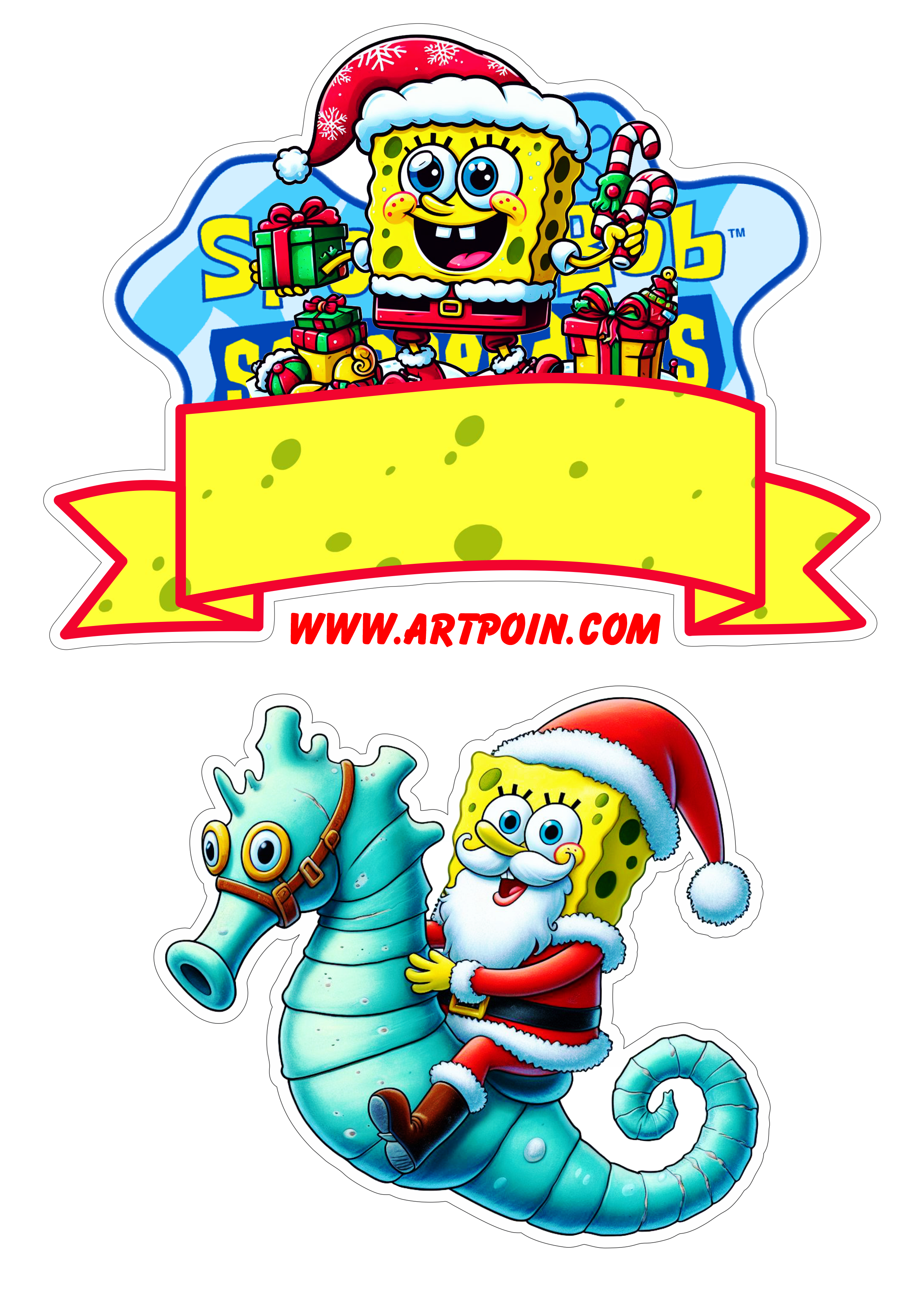 Feliz Natal Bob esponja calça quadrada topo de bolo engraçado desenho infantil png