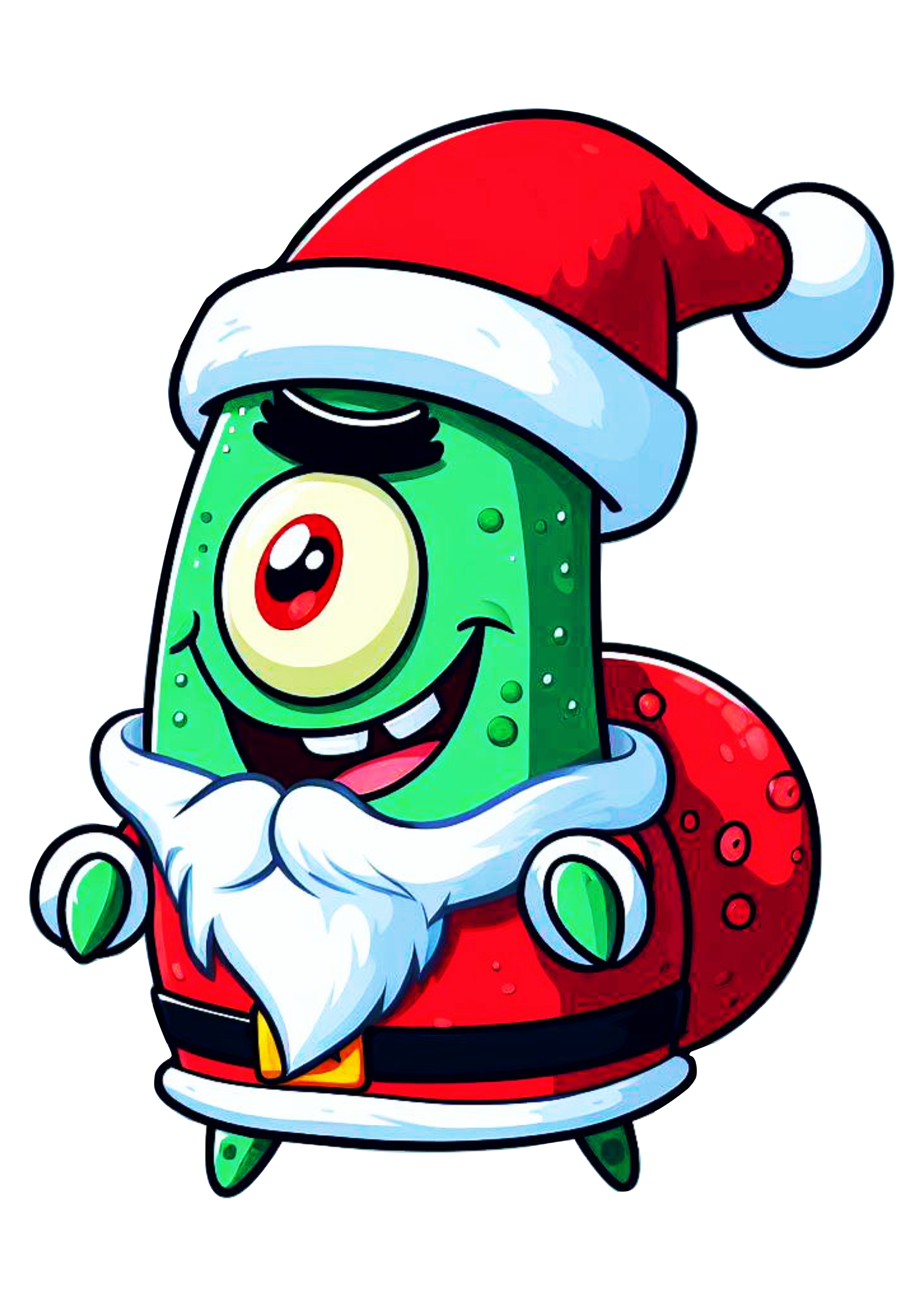 Bob esponja calça quadrada plankton com roupa do Papai Noel png
