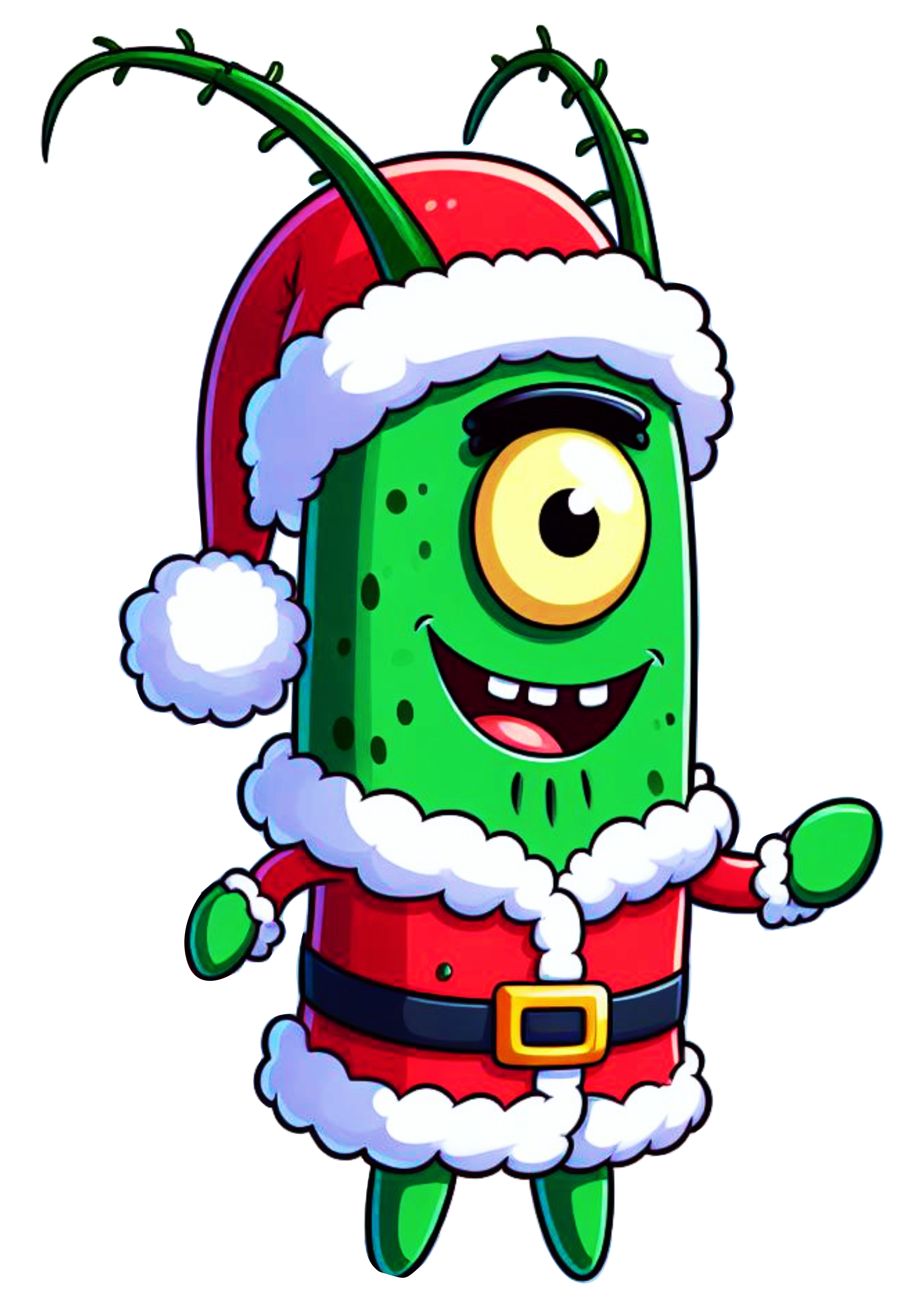 Bob esponja calça quadrada plankton com roupa do Papai Noel ilustração png