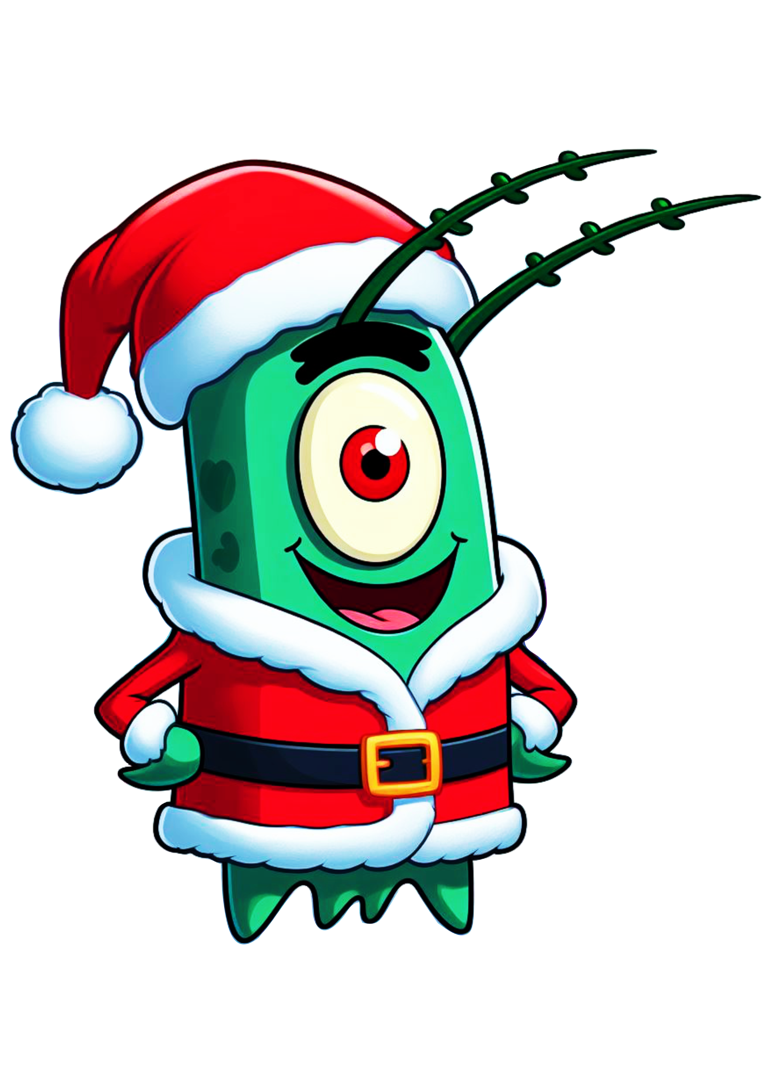 Bob esponja calça quadrada plankton com roupa do Papai Noel ilustração desenho Nickelodeon png