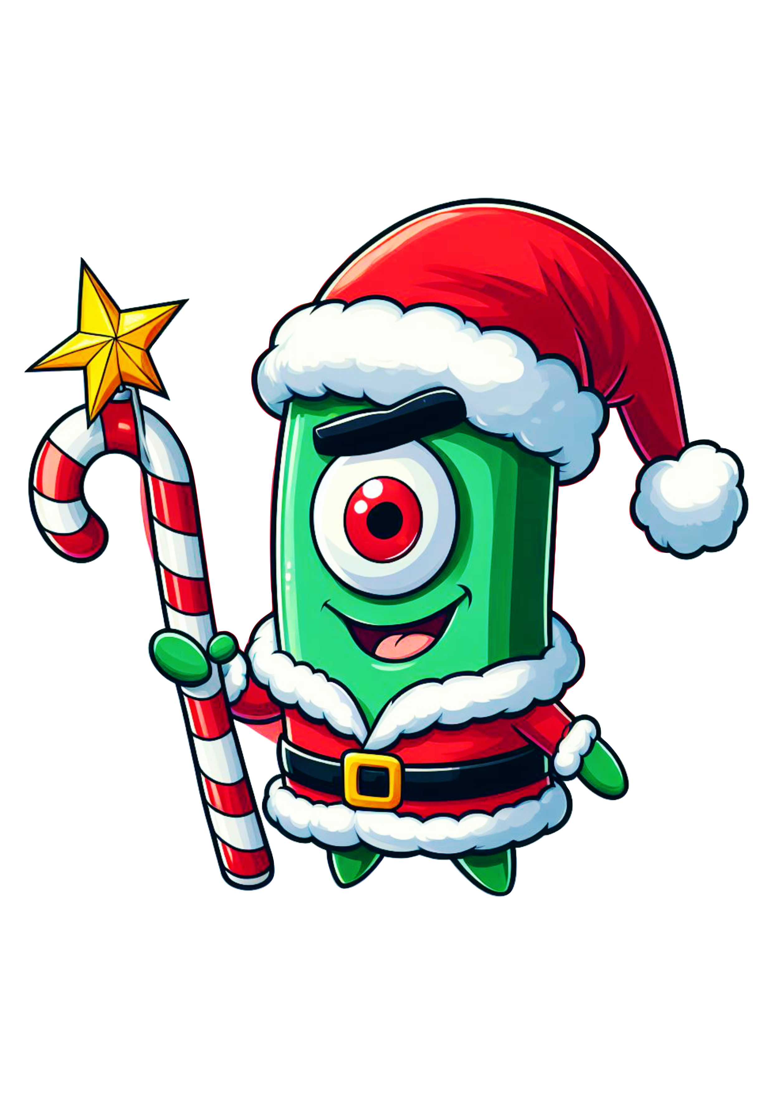 Bob esponja calça quadrada plankton com roupa do Papai Noel ilustração desenho infantil Nickelodeon png
