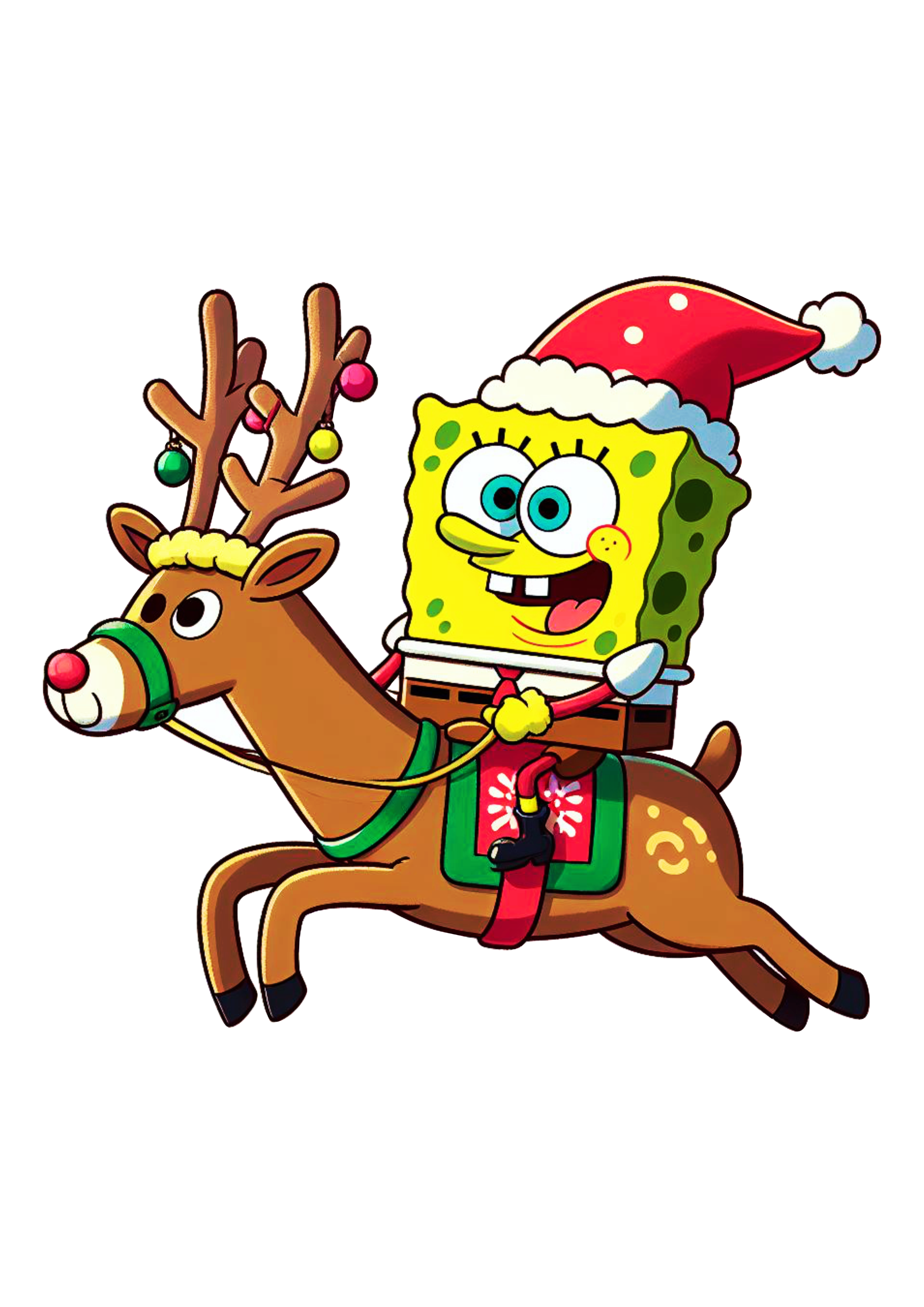 Bob esponja calça quadrada feliz natal com gorro do papai noel montado em uma rena spongebob squarepants nickelodeon png