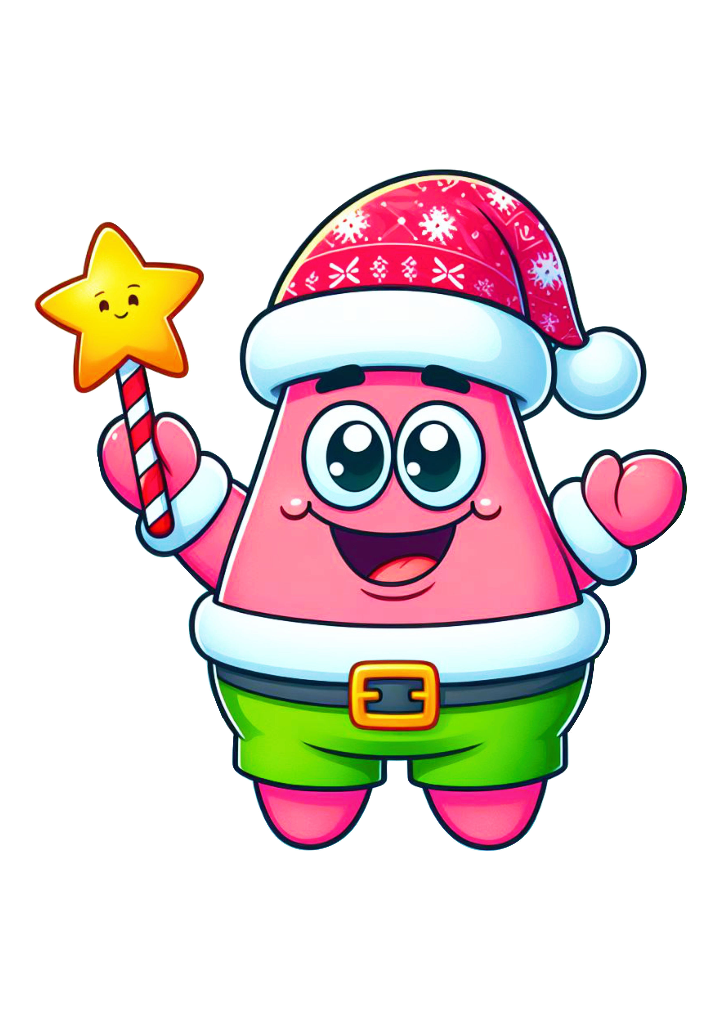 Bob esponja calça quadrada desenho de natal Patrick estrela com gorro do papai noel png