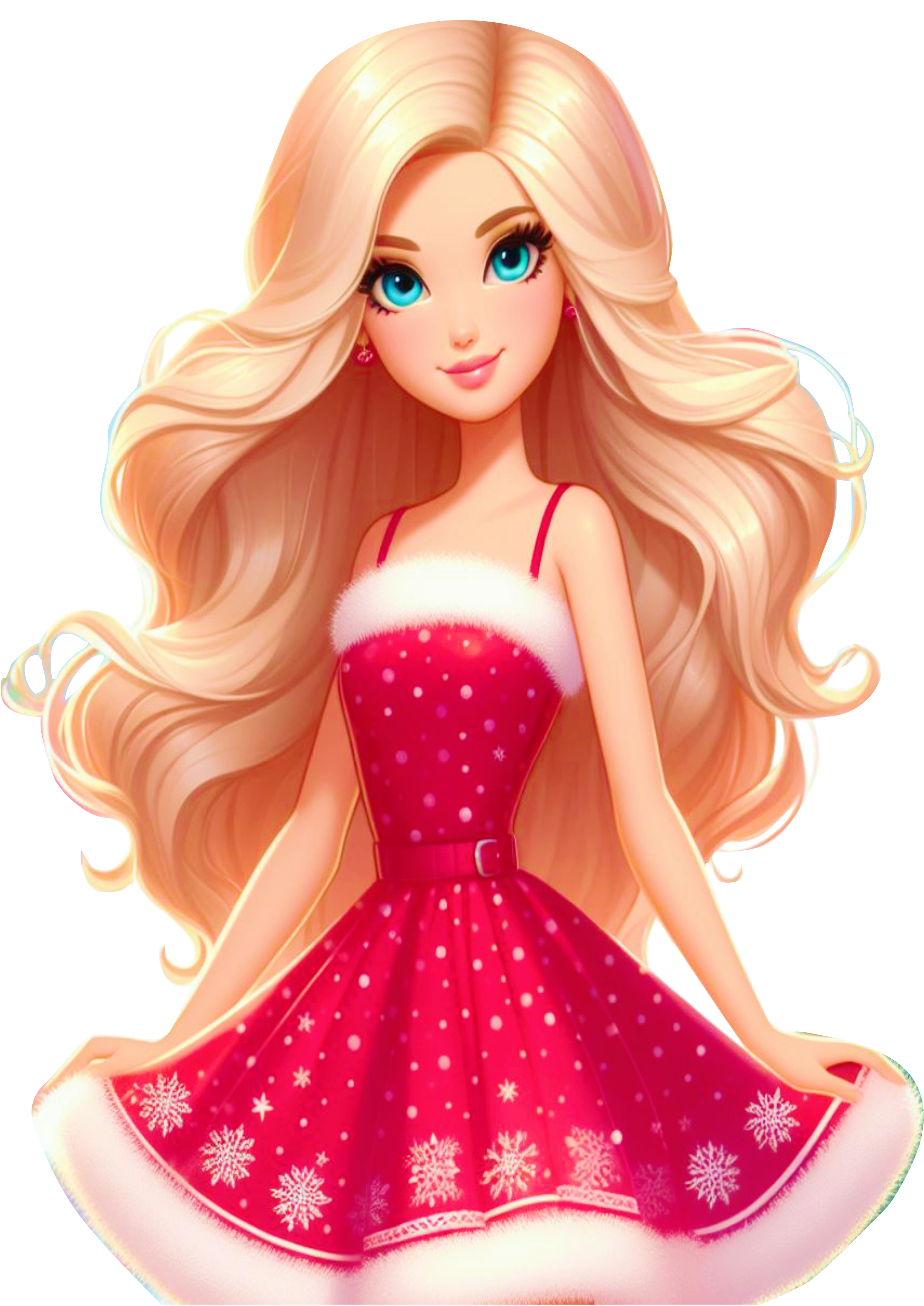 Barbie com vestido de natal png