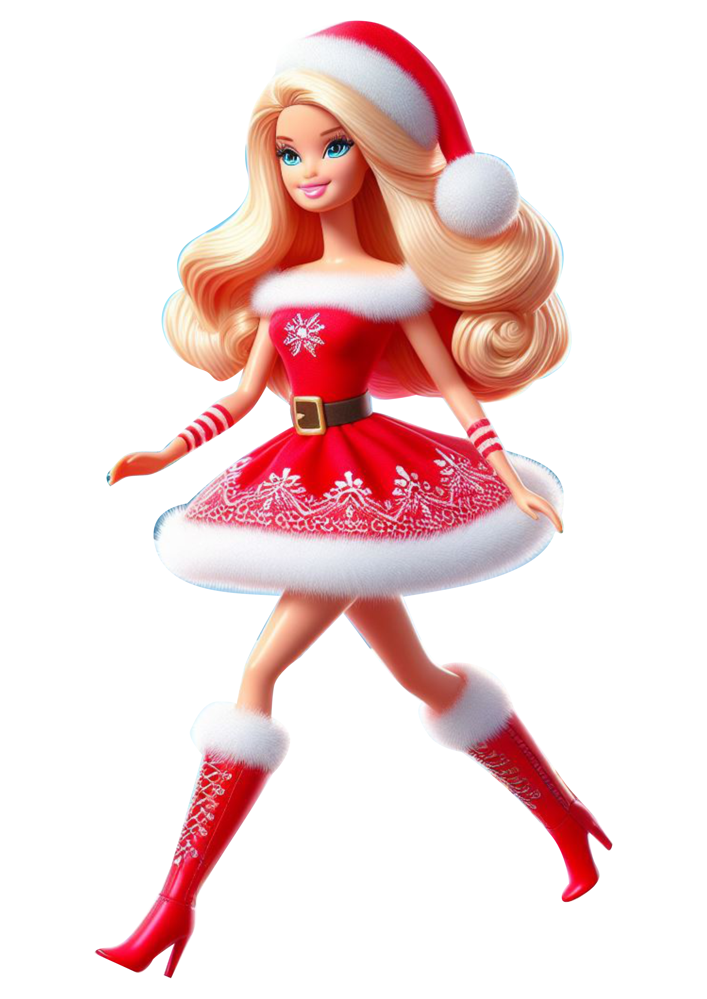 Barbie de natal boneca animação infantil brinquedo fundo transparente vetor vestido fashion png