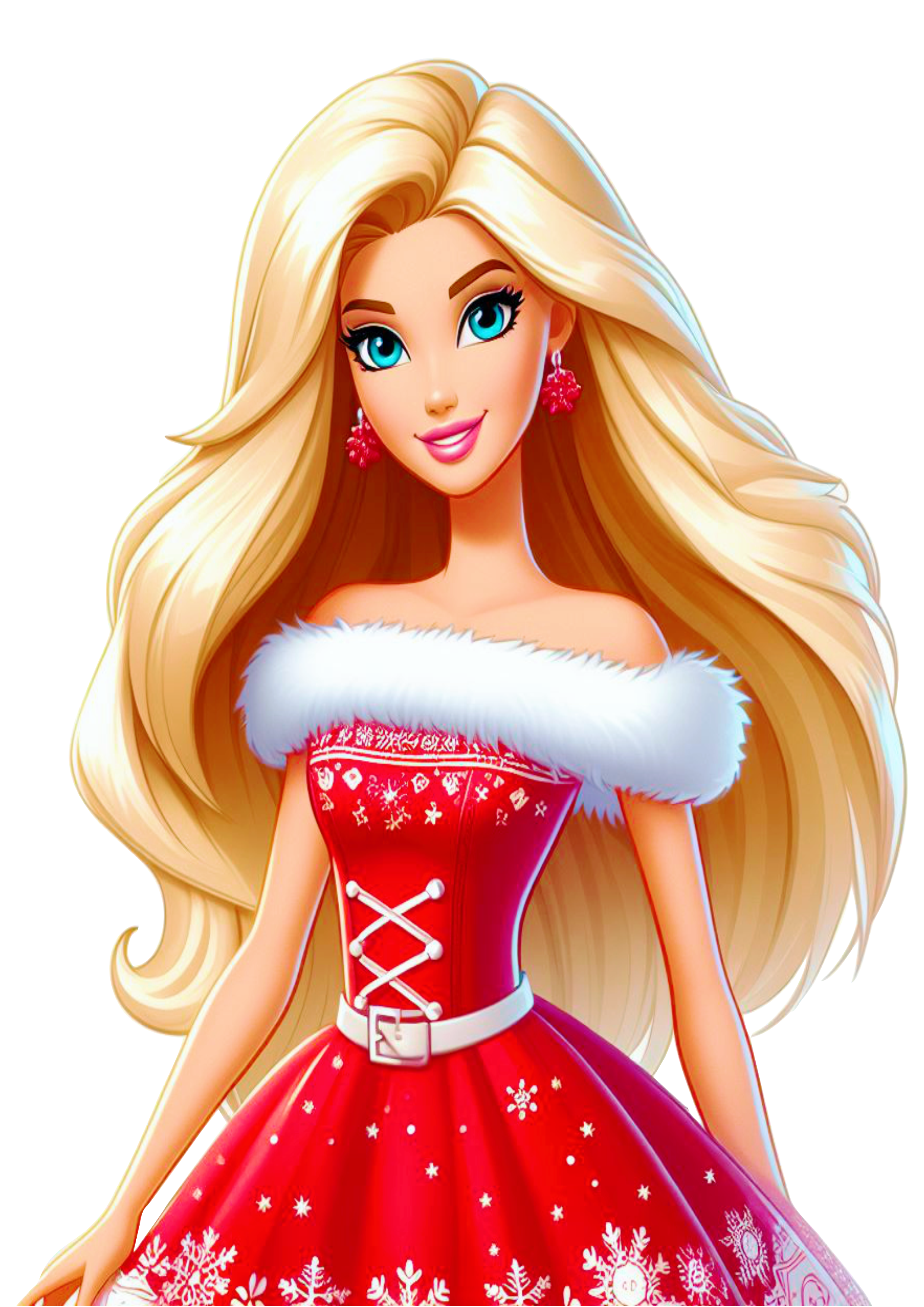 Barbie com vestido de natal boneca brinquedo de menina png