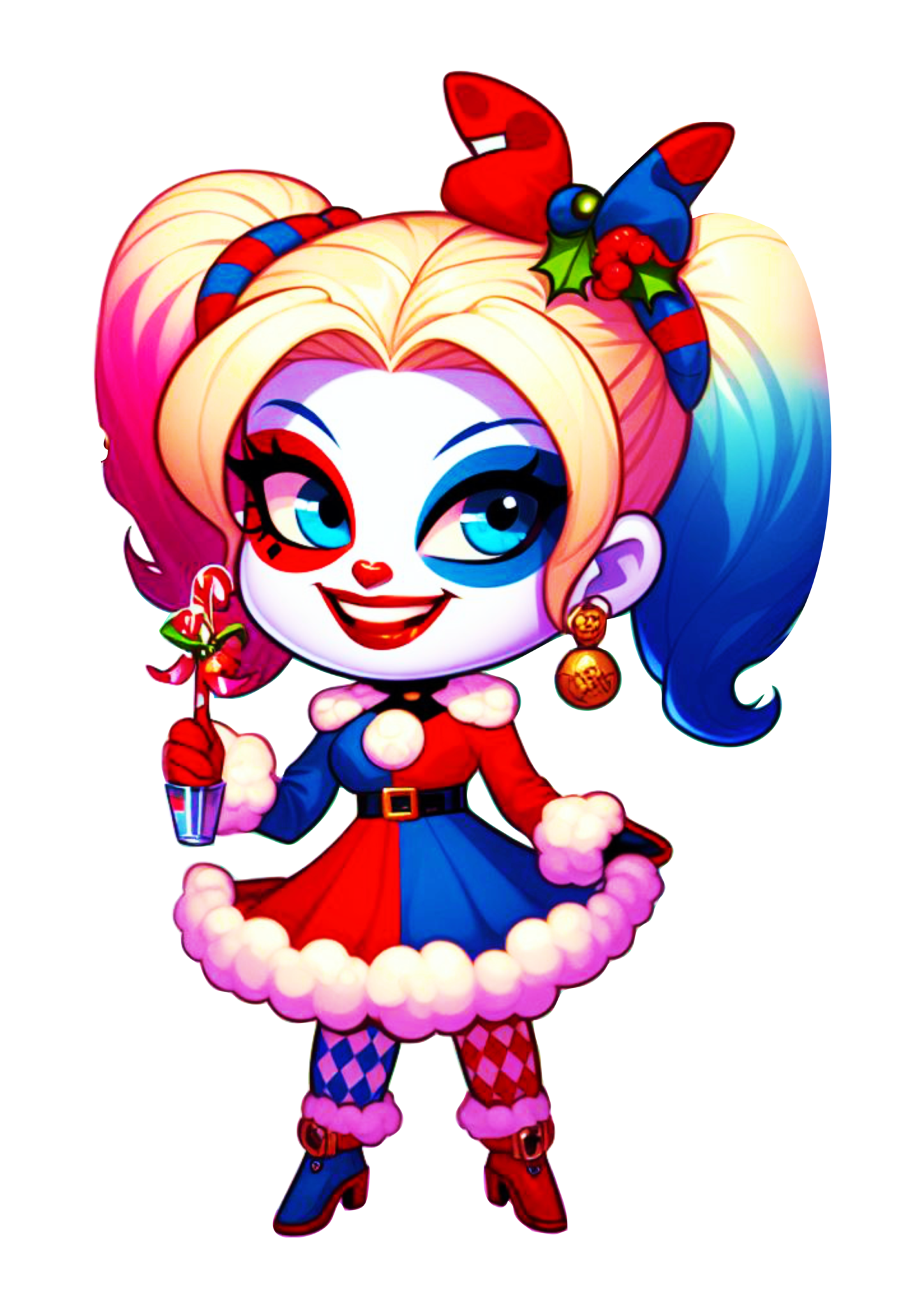 Dc comics arlequina com vestido de natal png