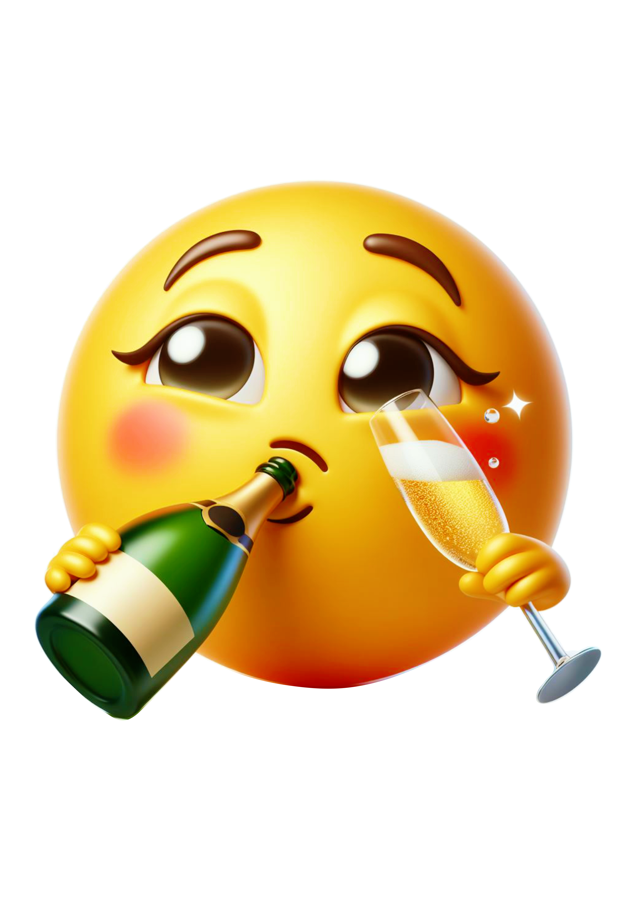 Emoji para whatsapp tomando champanhe feliz ano novo png