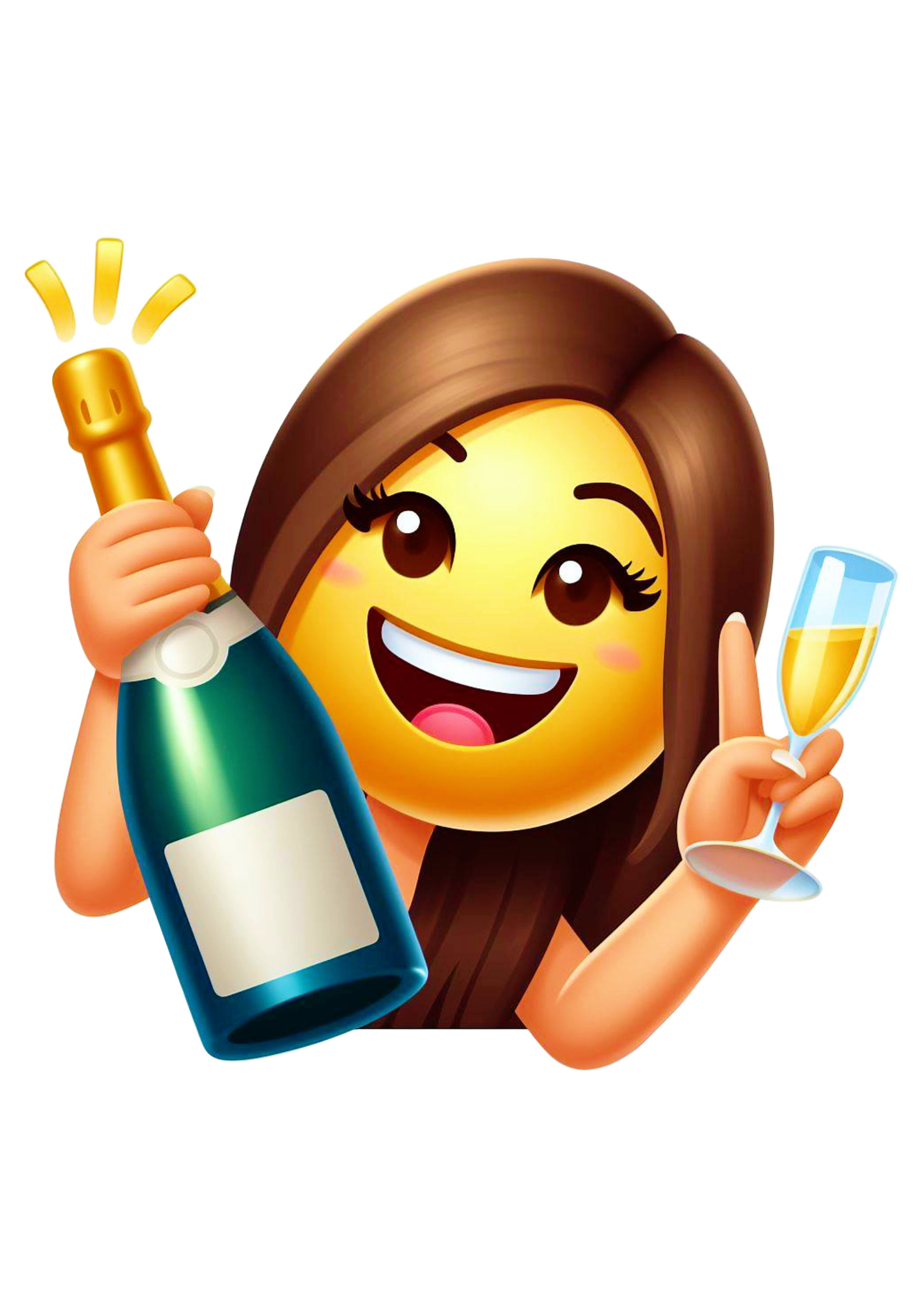 Emoji para whatsapp tomando champanhe feliz ano novo reveillon png