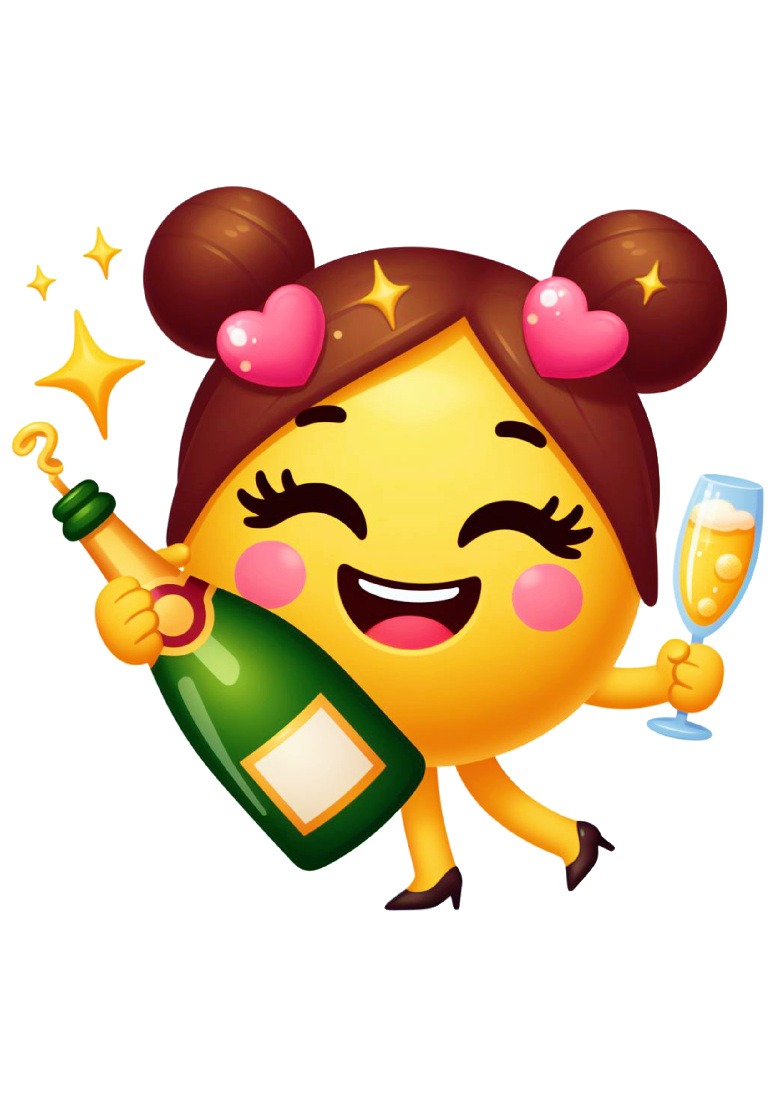 Emoji para whatsapp tomando champanhe penteado feliz ano novo reveillon icon engraçado png