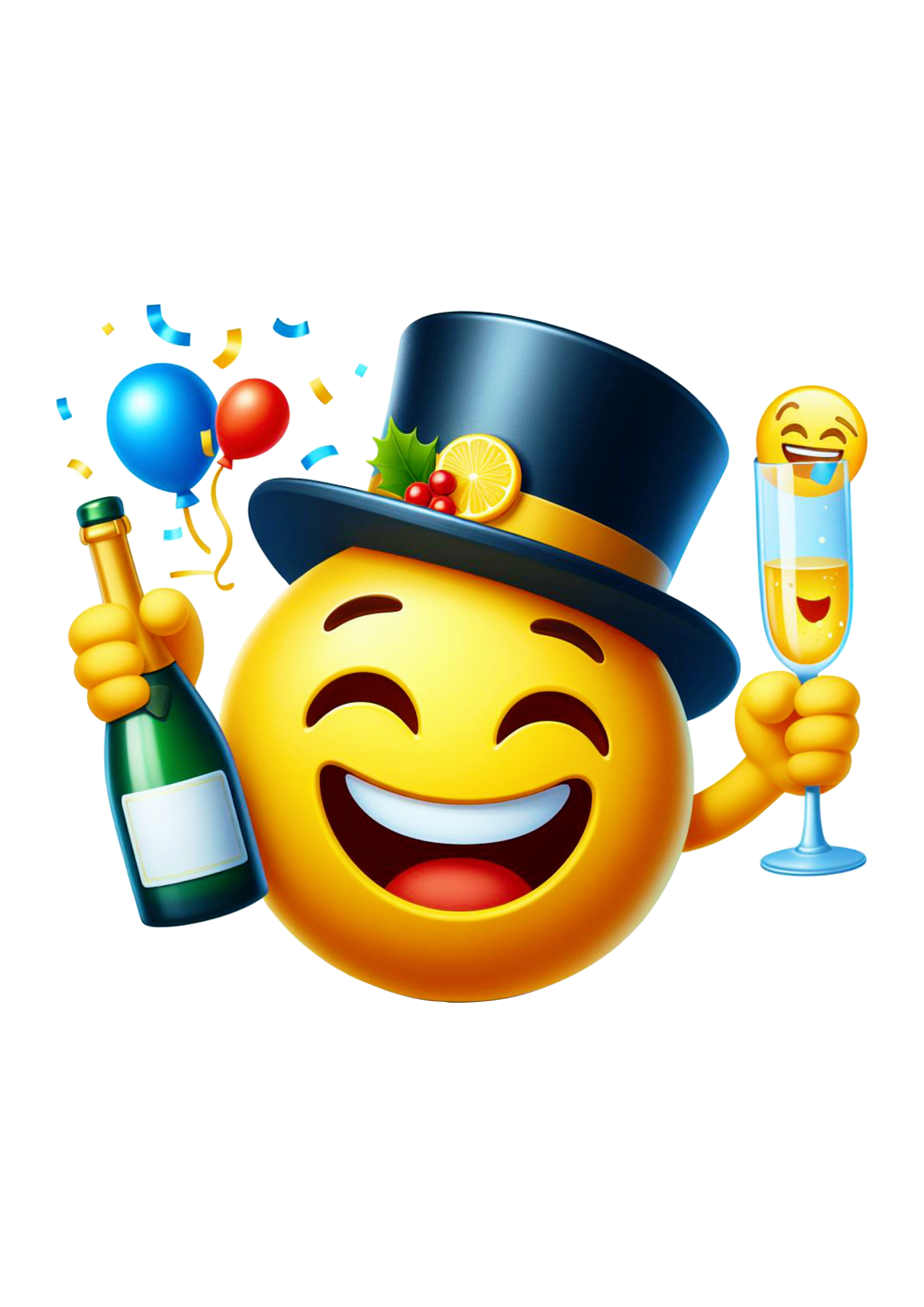 Emoji para whatsapp tomando champanhe feliz ano novo reveillon icon engraçado design png