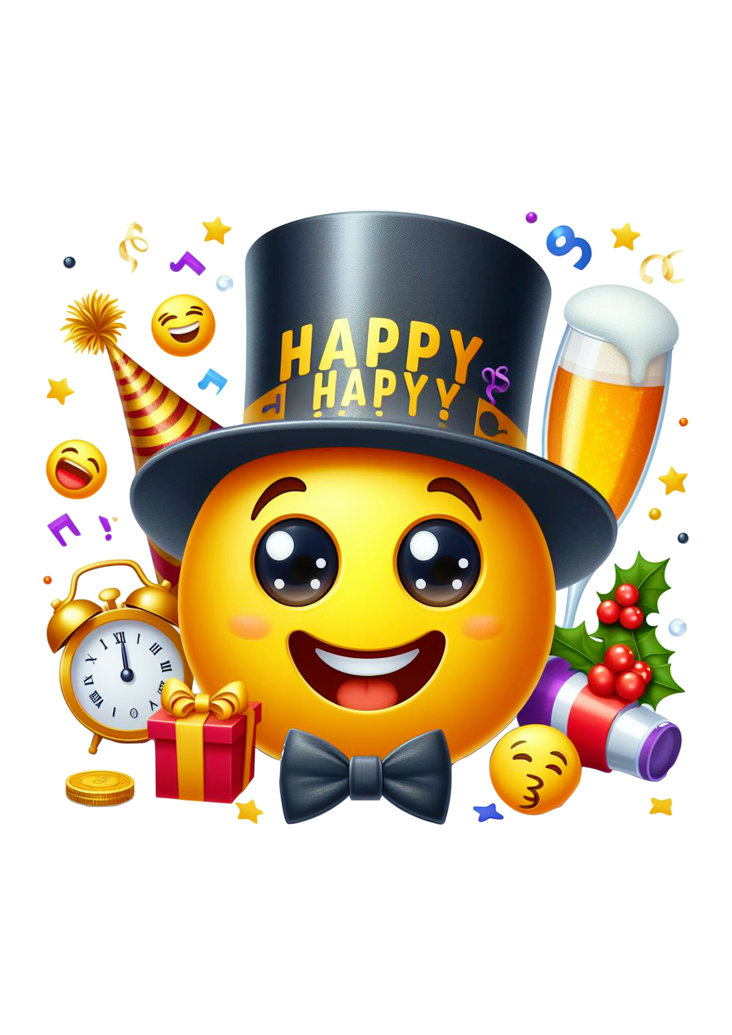 Emoji para whatsapp tomando champanhe feliz ano novo happy new year png
