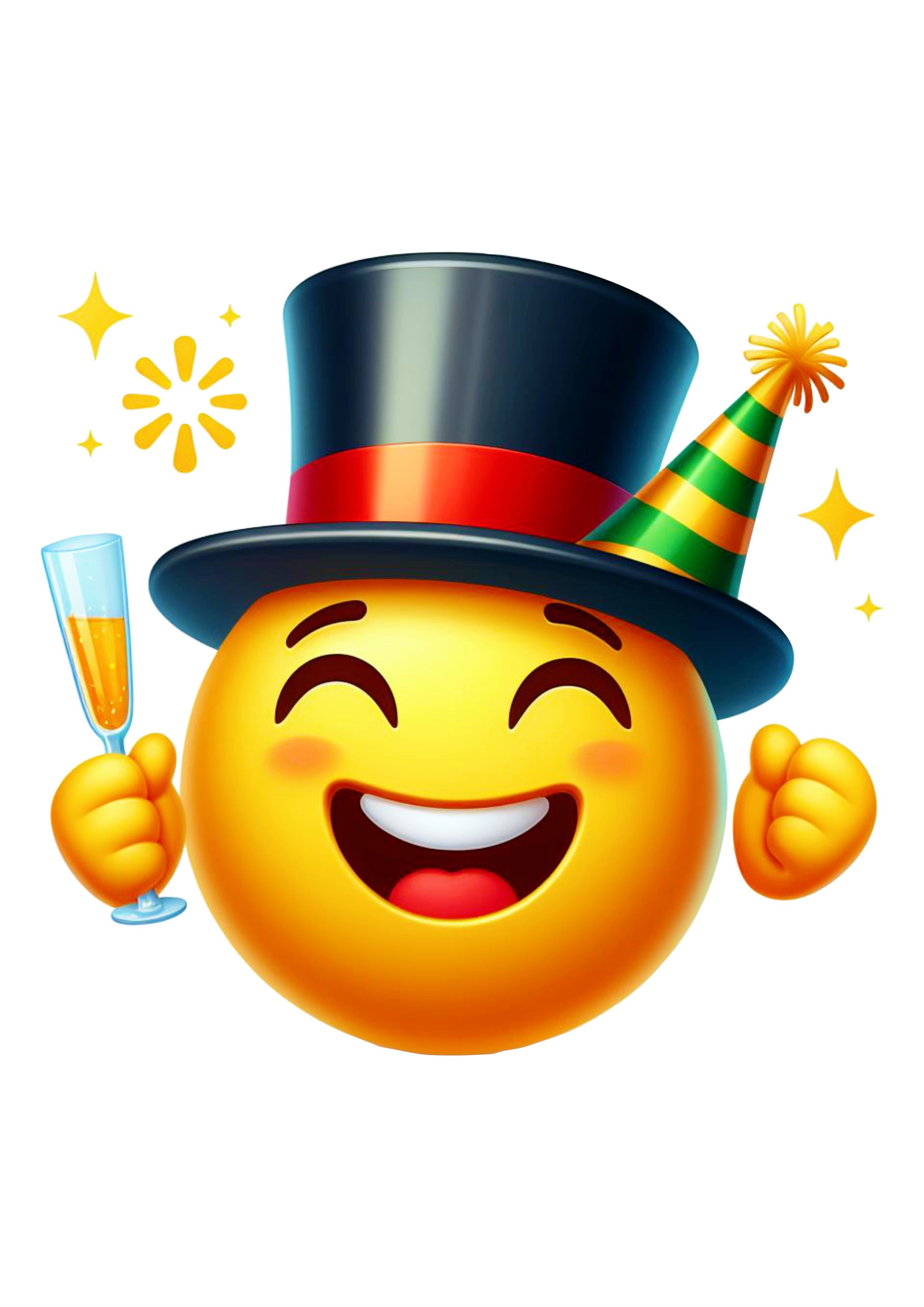Emoji para whatsapp tomando champanhe feliz ano novo happy new year comemorando png