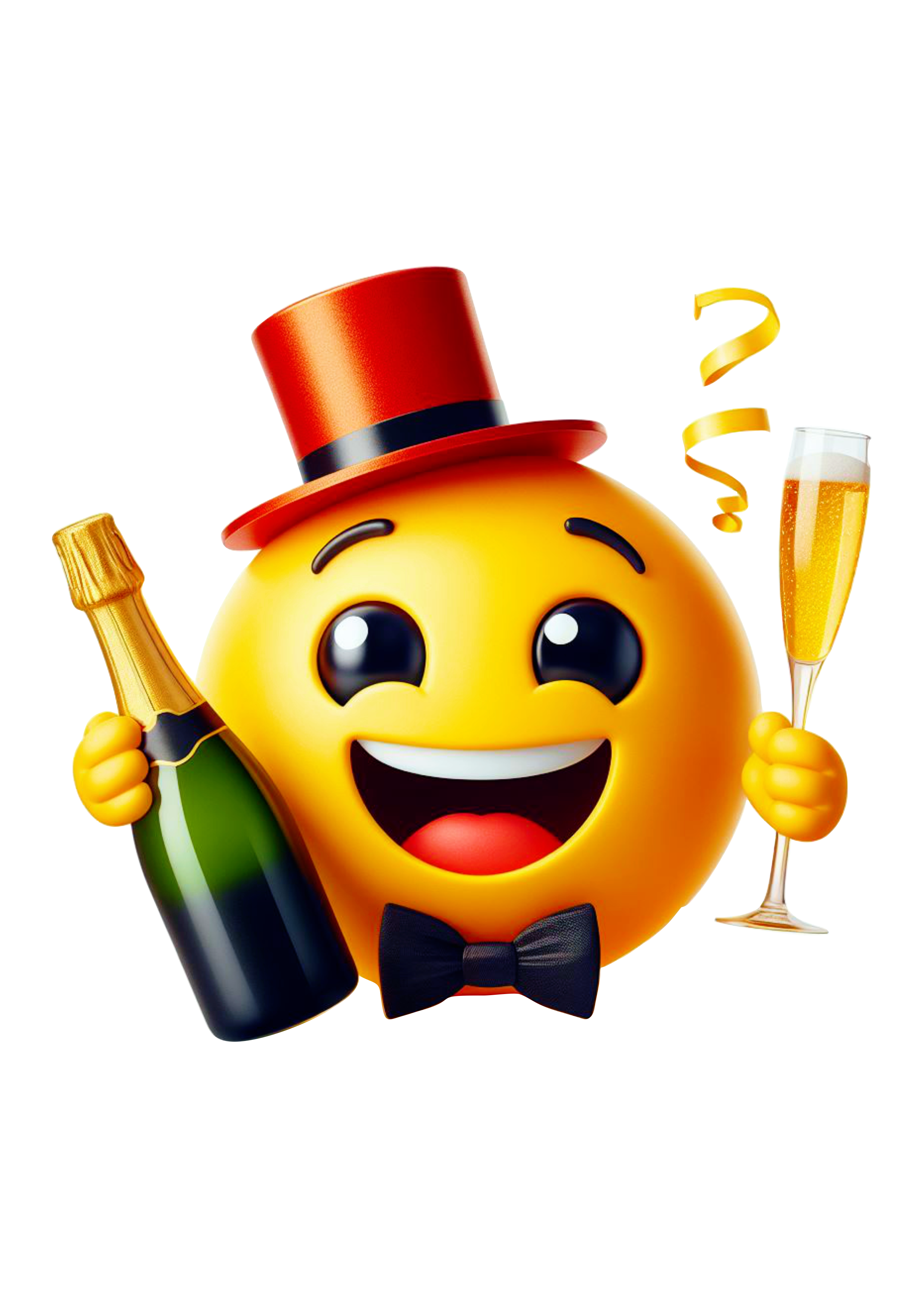 Emoji para whatsapp tomando champanhe feliz ano novo happy new year comemorando chapéu png
