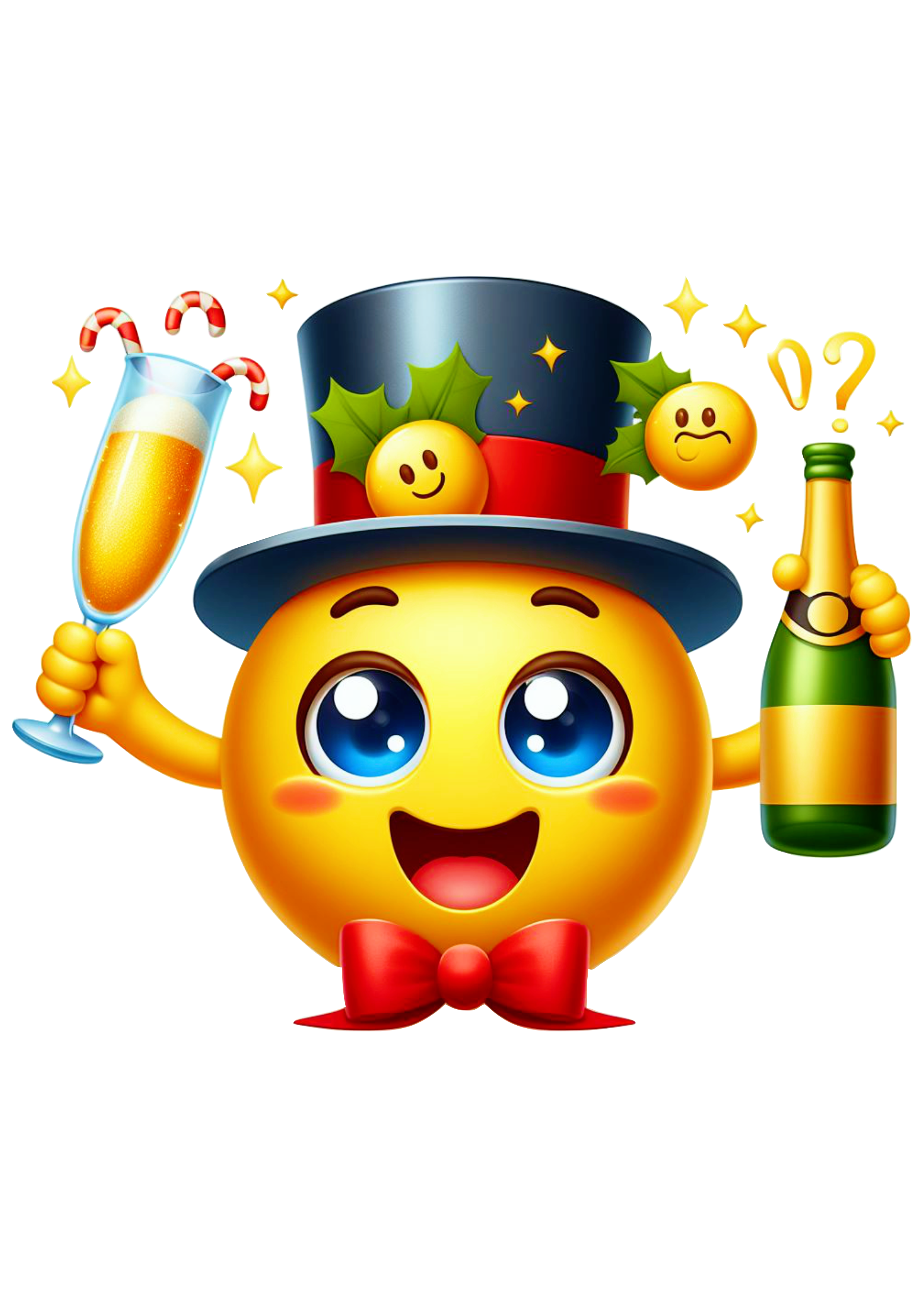 Emoji para whatsapp tomando champanhe feliz ano novo happy new year fundo transparente png