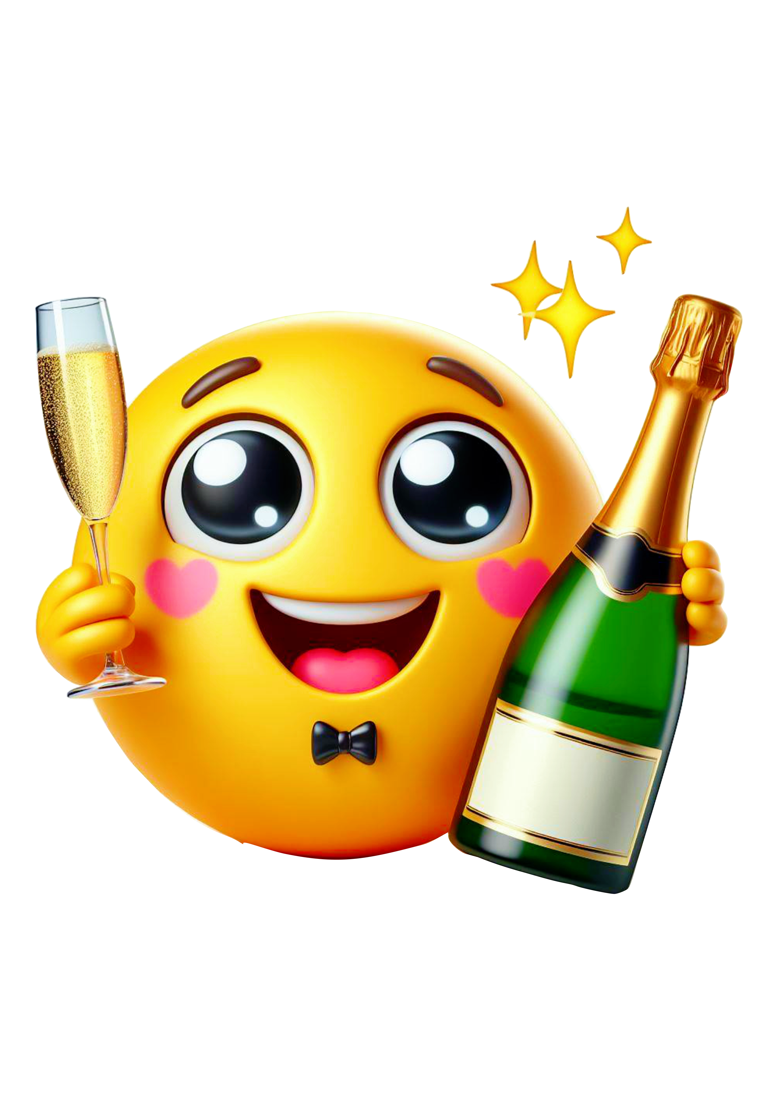 Emoji para whatsapp tomando champanhe feliz ano novo engraçado redes sociais fundo transparente png