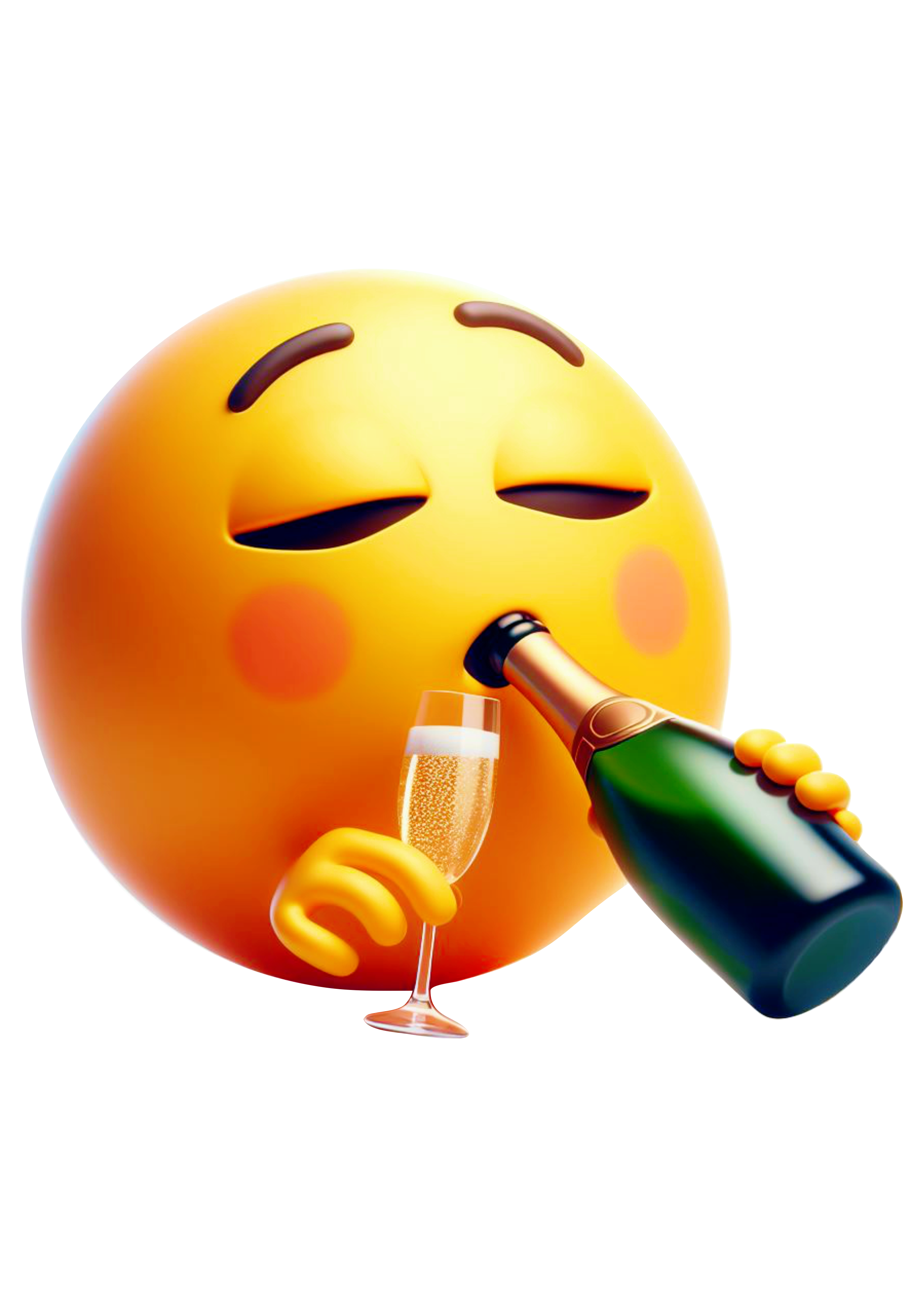 Emoji para whatsapp tomando champanhe feliz ano novo engraçado virada de ano fundo transparente png