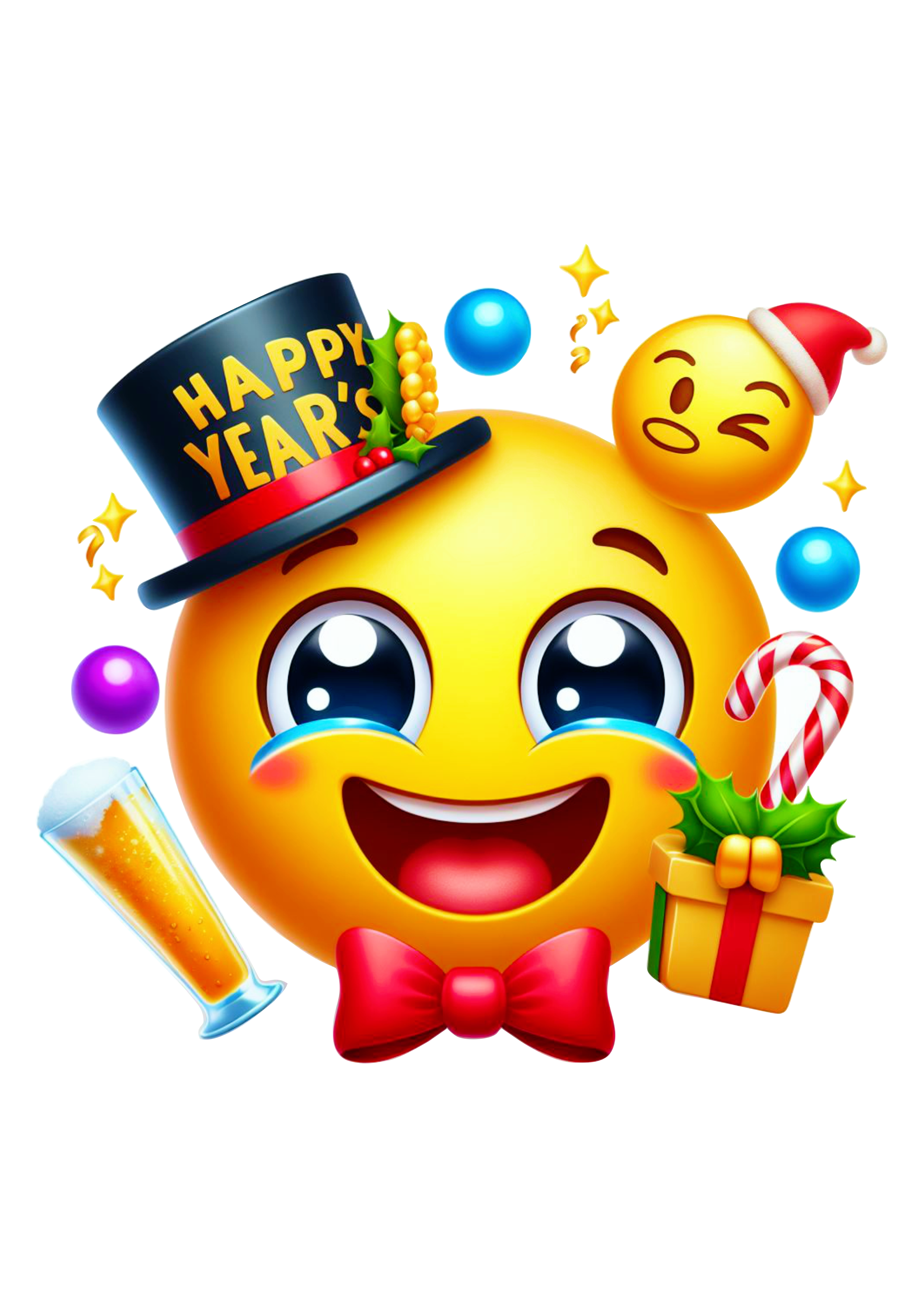 Emoji para whatsapp tomando champanhe feliz ano novo engraçado virada de ano happy new year fundo transparente png