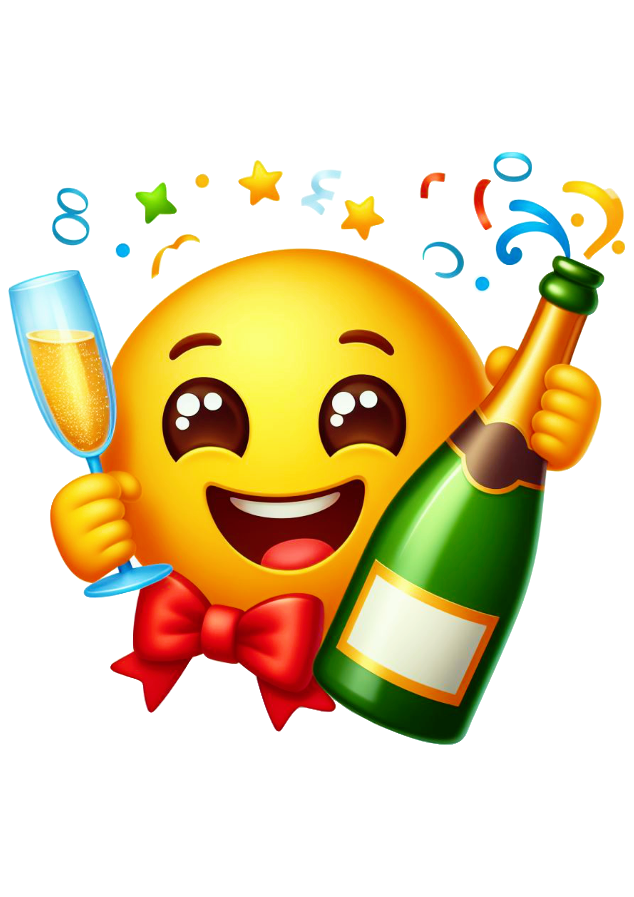 Emoji para whatsapp tomando champanhe feliz ano novo engraçado show da virada happy new year fundo transparente png