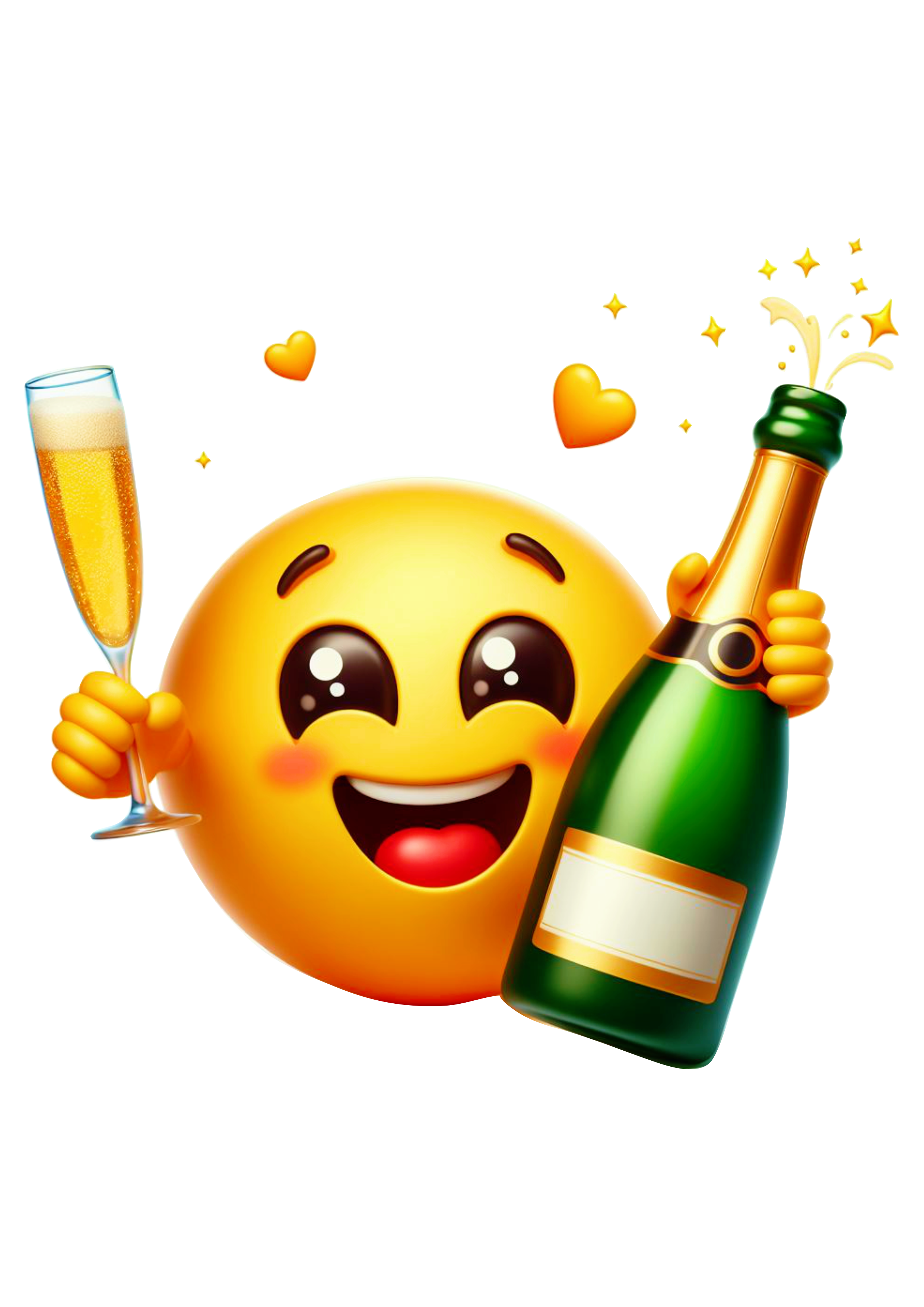 Emoji para whatsapp tomando champanhe feliz ano novo 2024 happy new year fundo transparente png