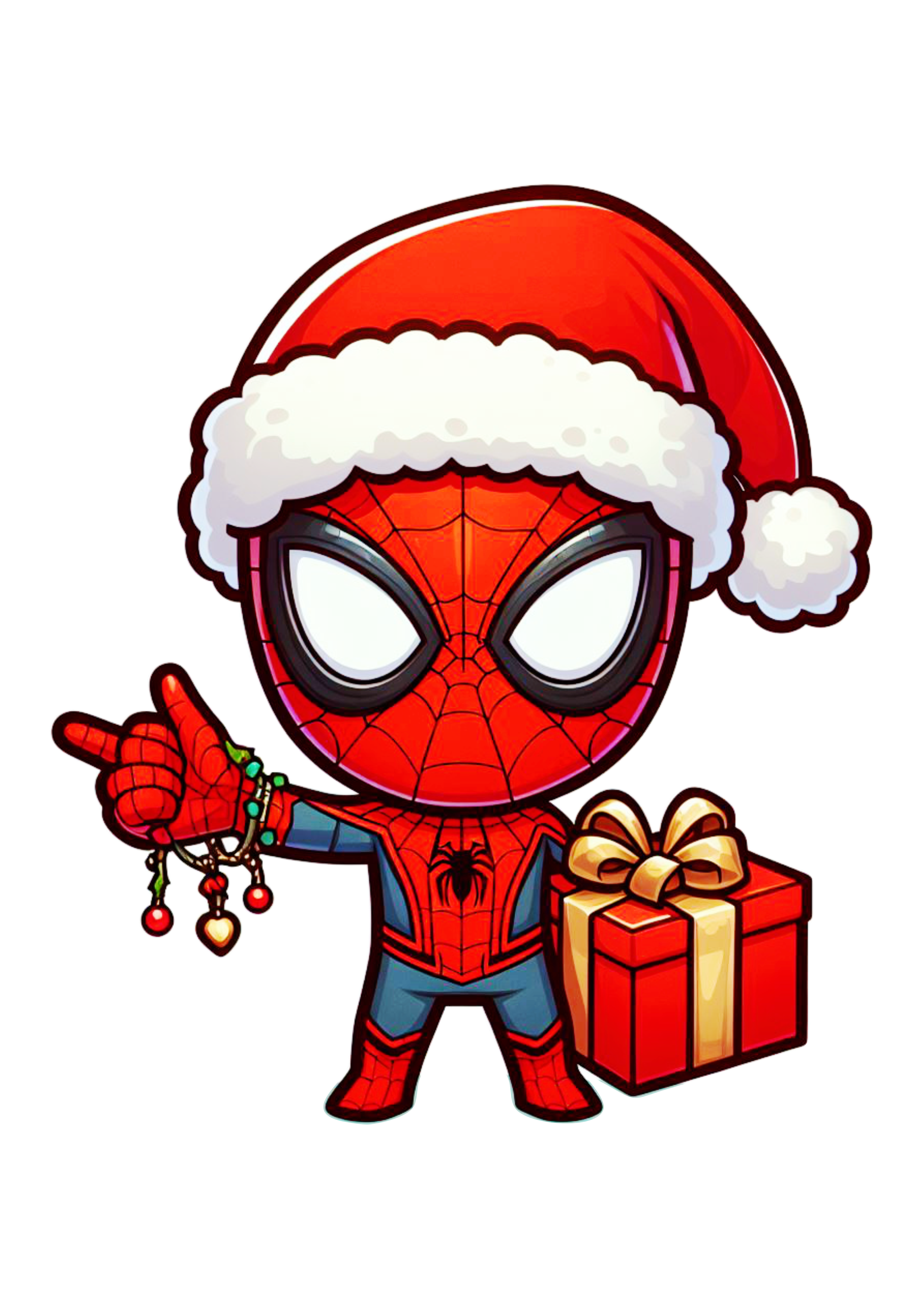 Homem aranha especial de natal Marvel ilustração desenho infantil fundo transparente chibi cute pack de imagens png