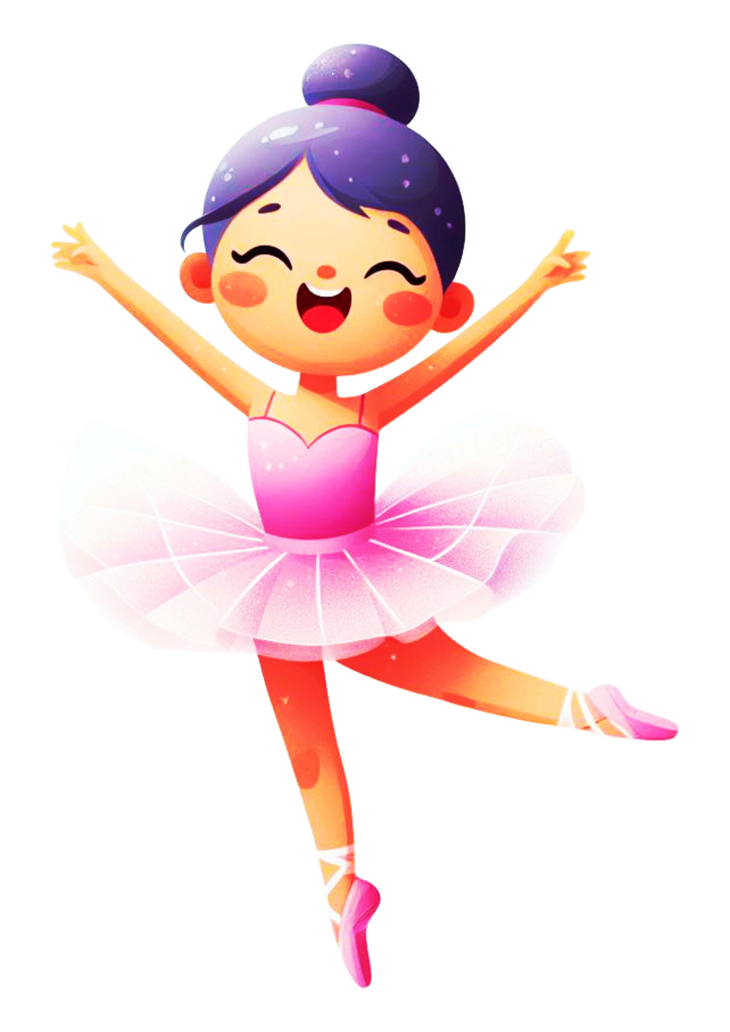 Bailarina dançando desenho vestido rosa ilustração arte conceitual fundo transparente png
