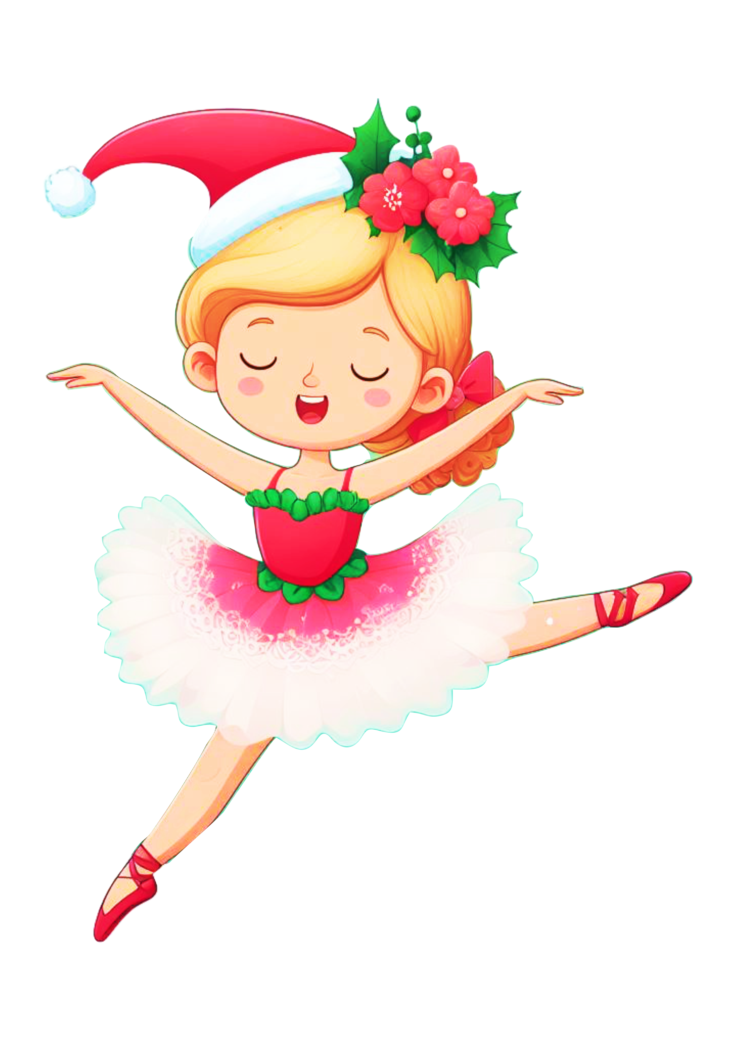 Bailarina loirinha com roupinha de natal desenho fofinho png
