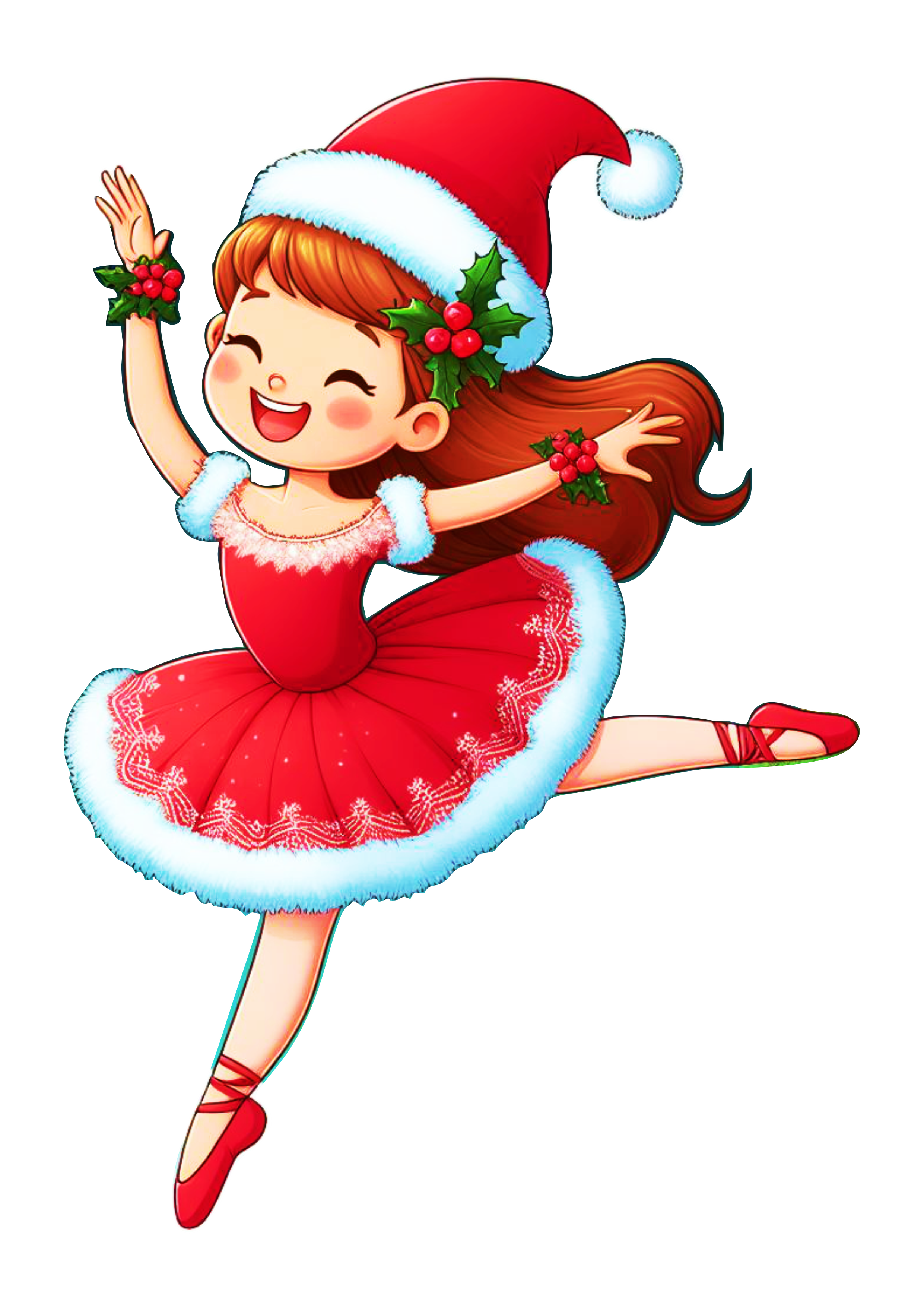 Bailarina com roupinha de natal desenho fofinho mocinha bonita png