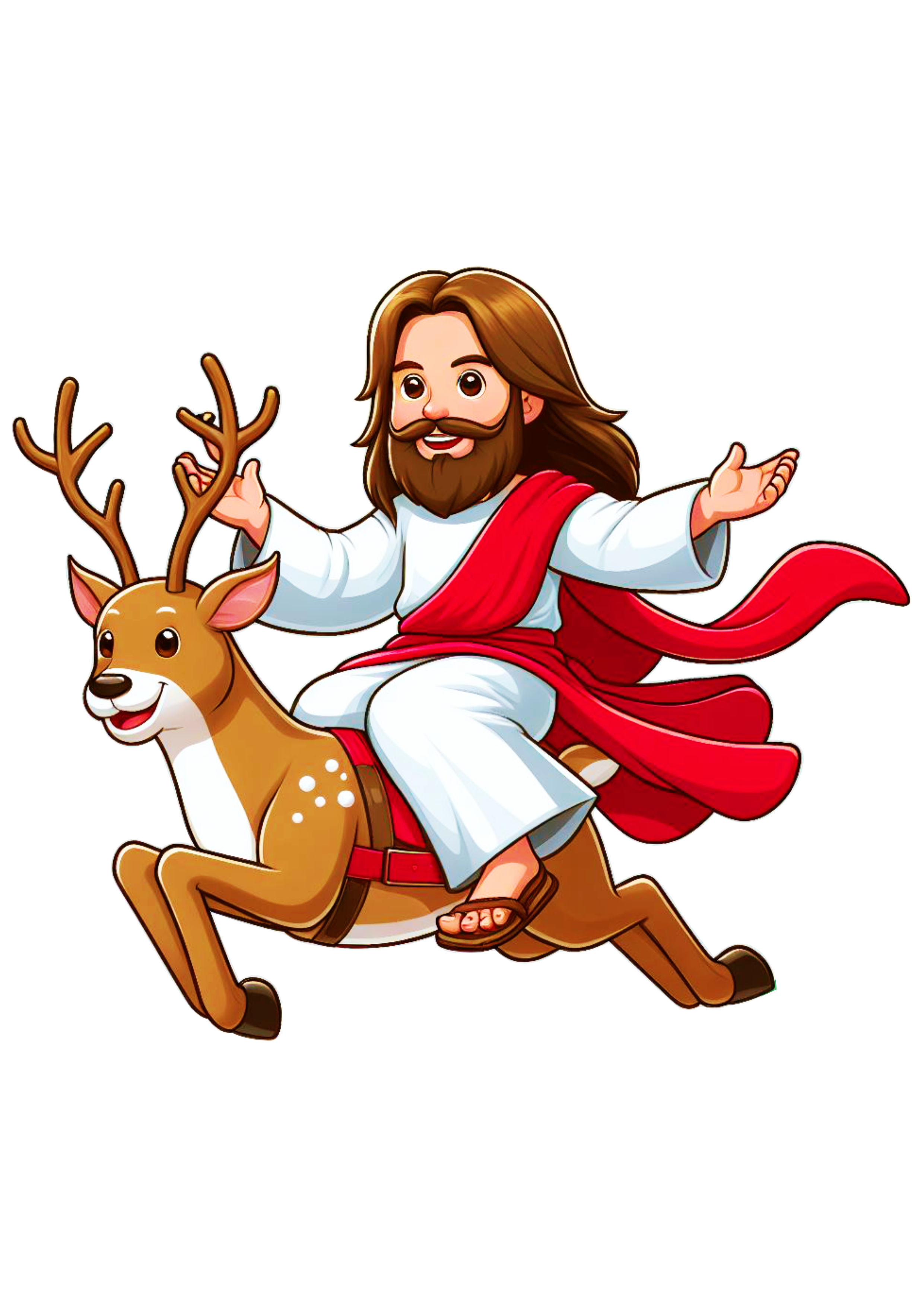 Jesus Cristo montado em uma rena Feliz Natal imagem religiosa fundo transparente png