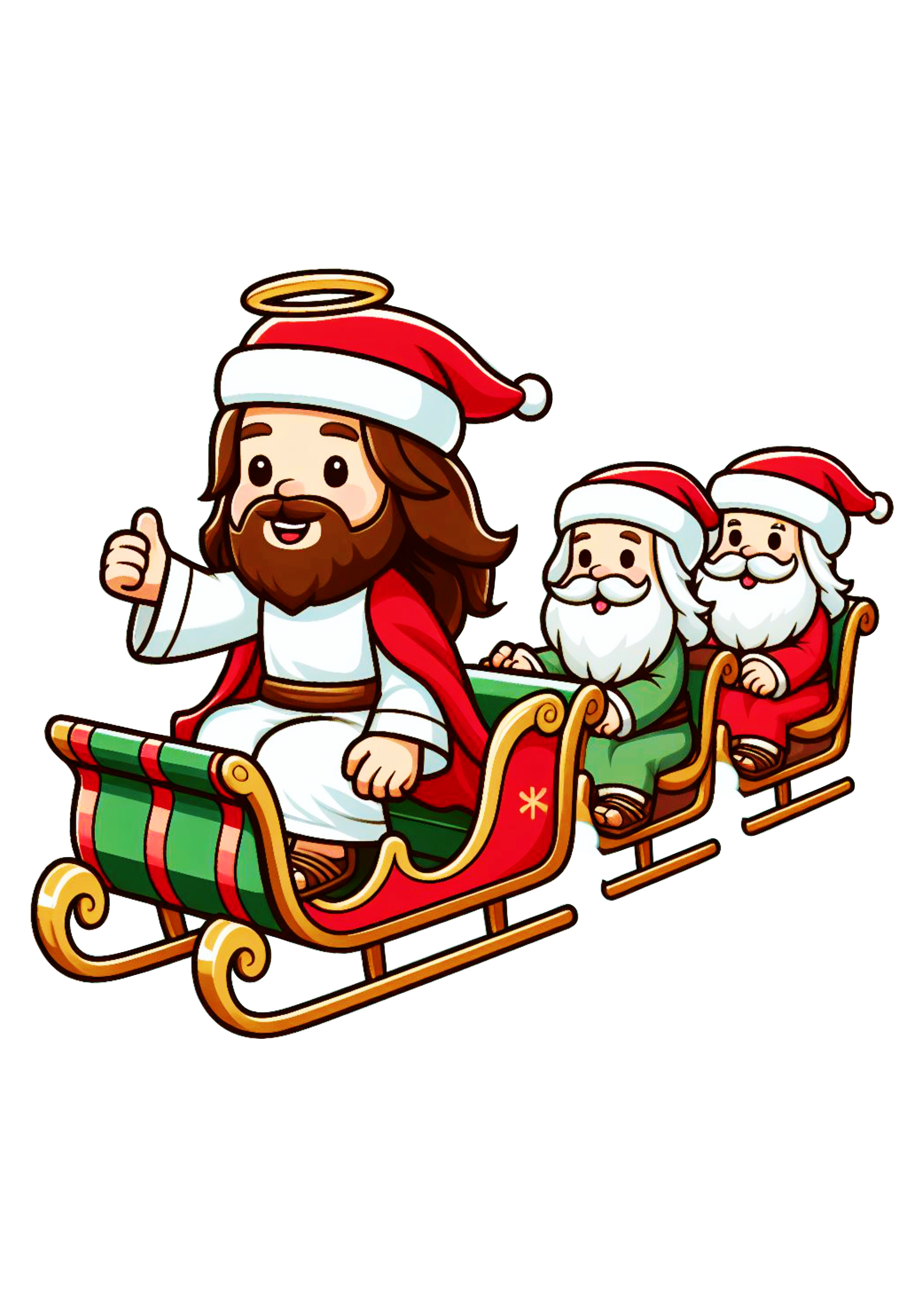 Jesus Cristo no trenó Feliz Natal desenho infantil fundo transparente png