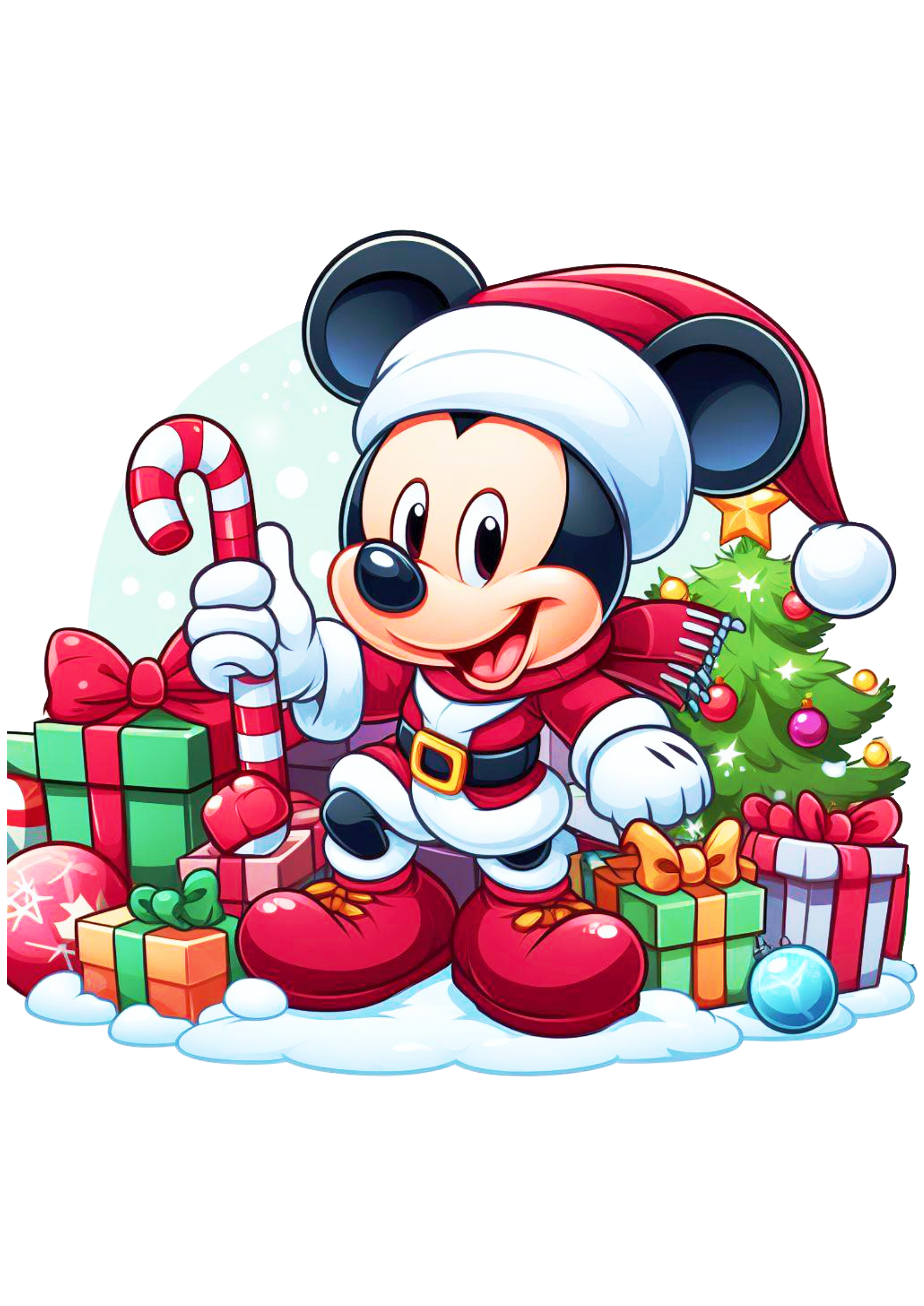 Decoração de natal imagem fofinha do Mickey presentes do papai Noel png