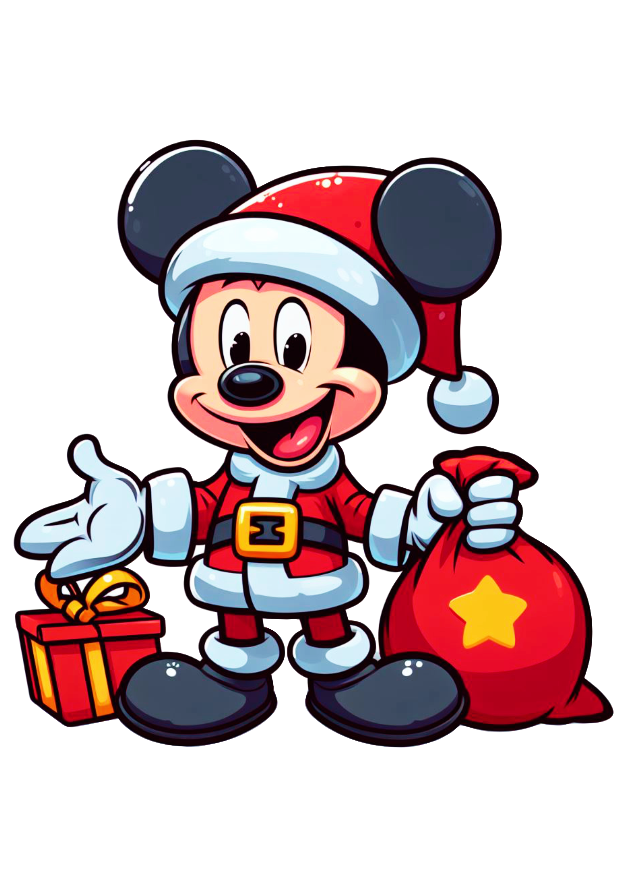 Decoração de natal imagem fofinha do Mickey fantasiado de papai Noel png
