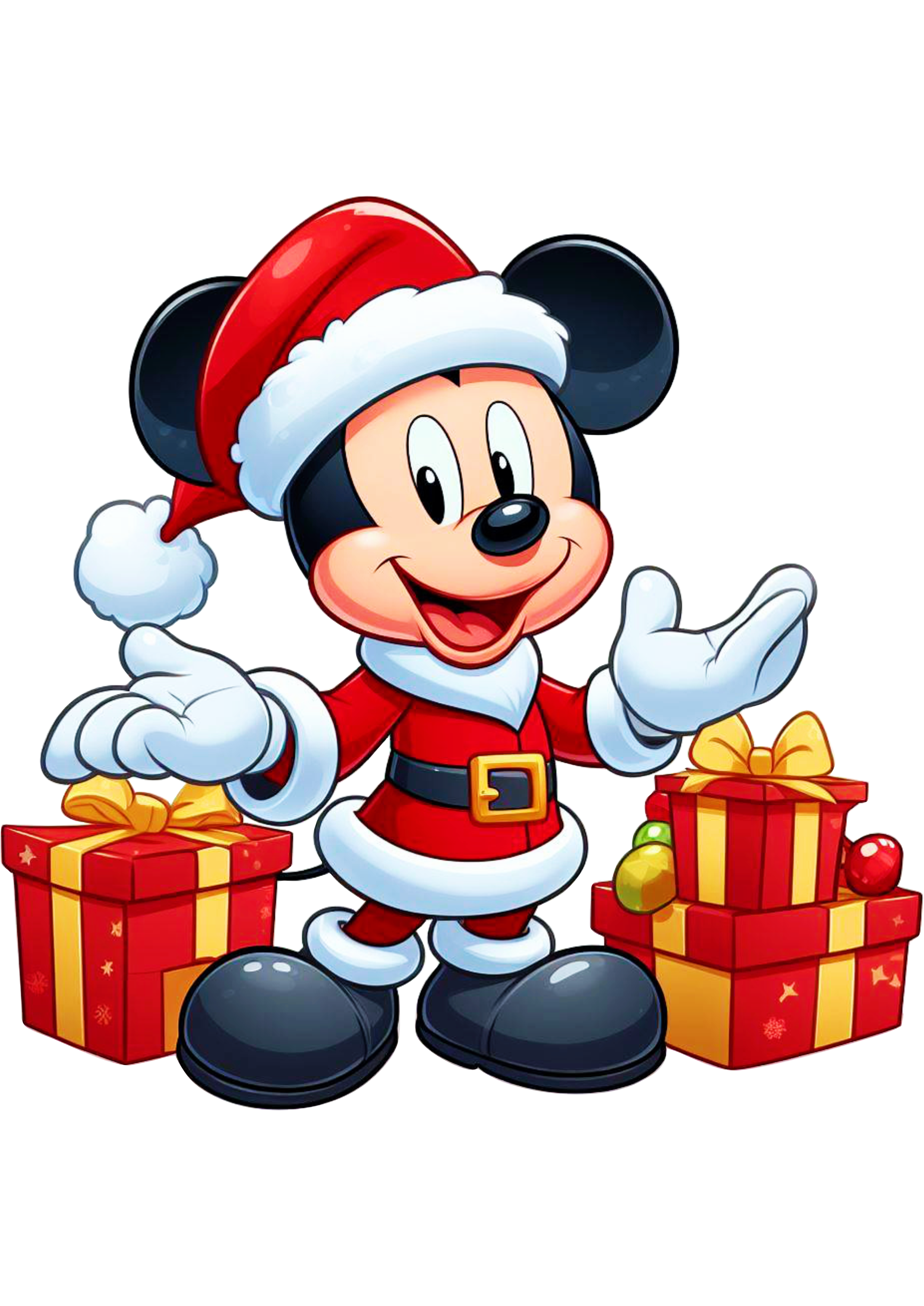 Decoração de natal imagem fofinha do Mickey fantasiado de papai Noel ilustração png