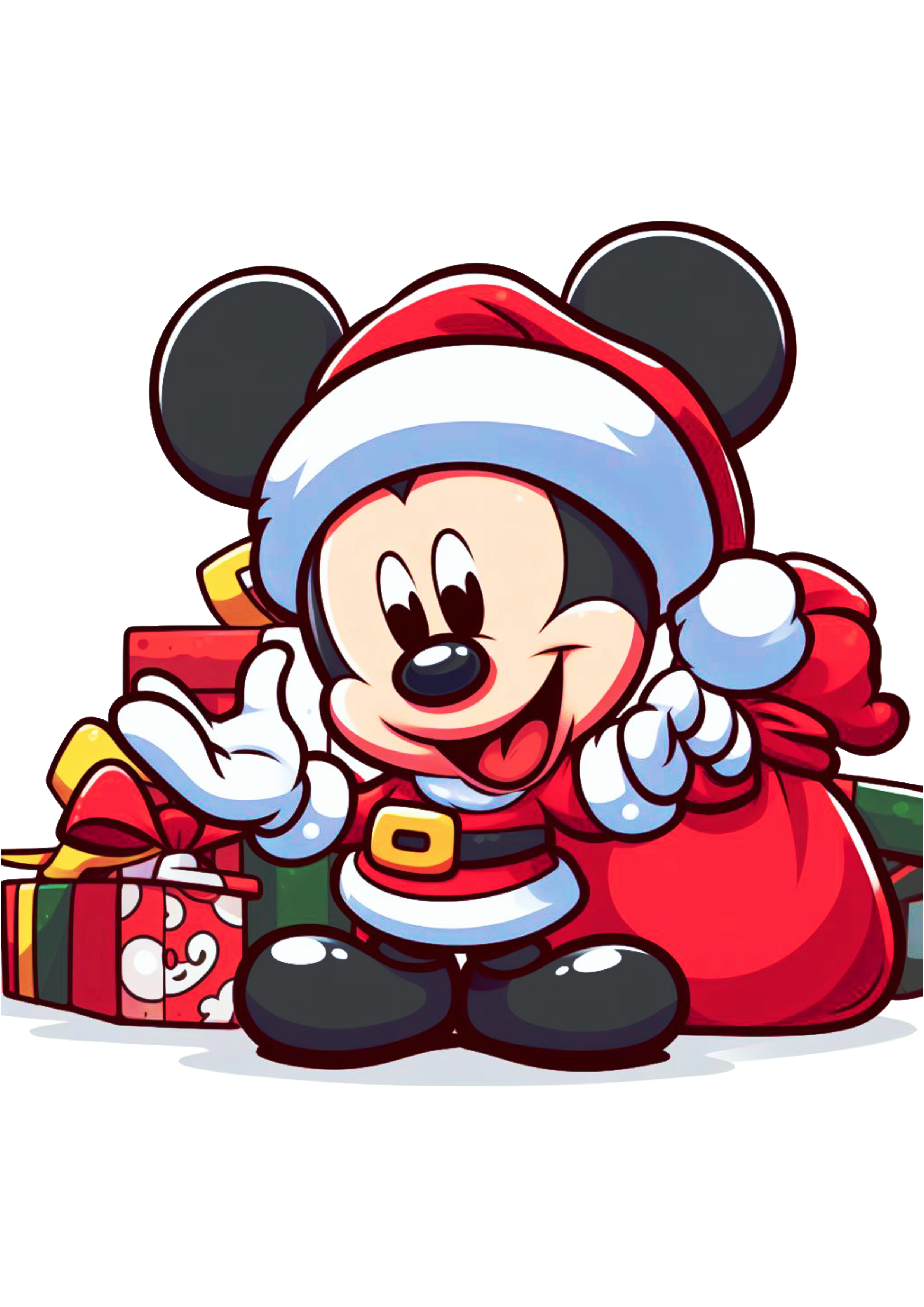 Disney kids Mickey Mouse fantasiado de Papai Noel desenho infatil presentes de natal png