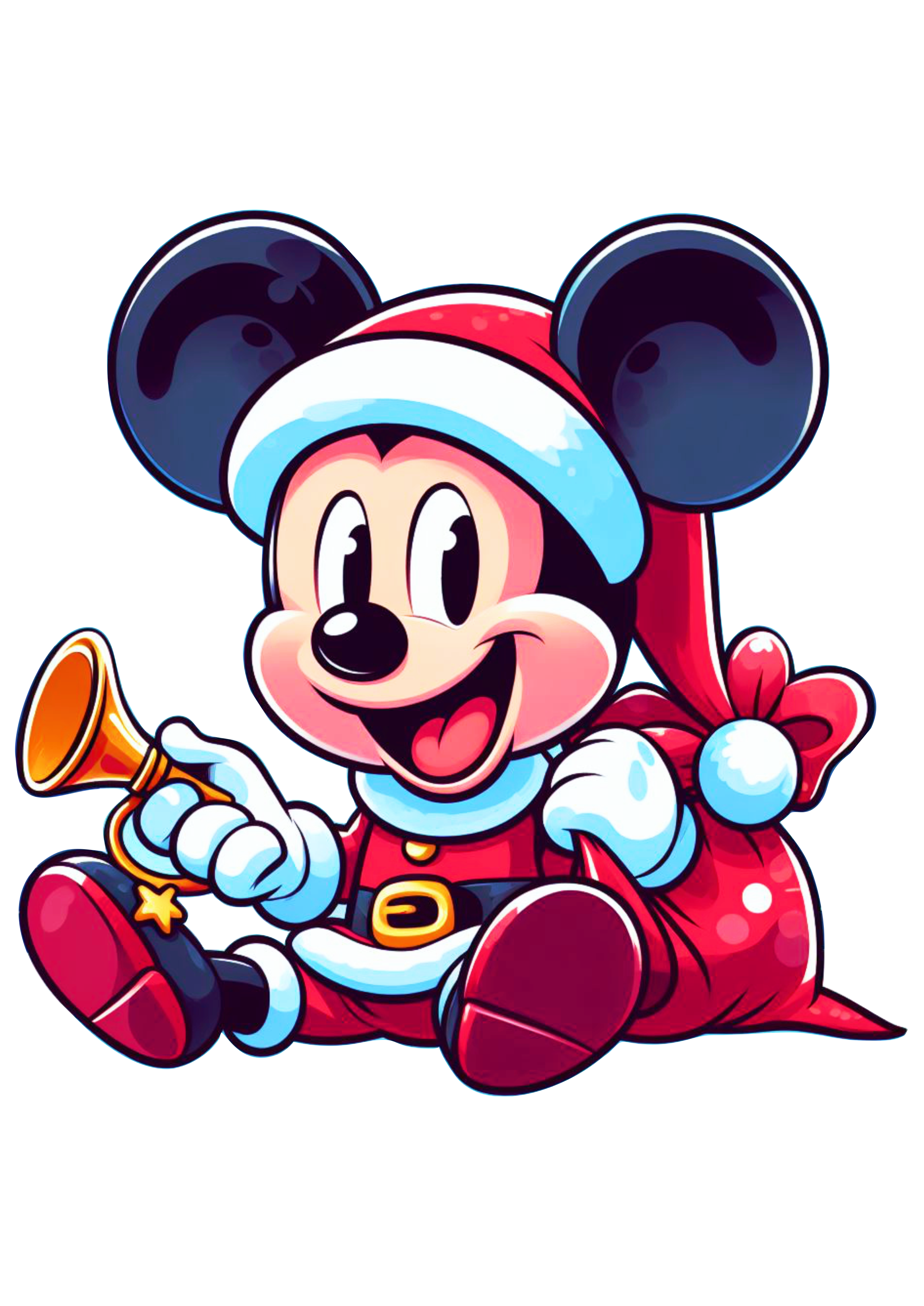 Disney kids Mickey Mouse fantasiado de Papai Noel desenho infatil presentes de natal ilustração png