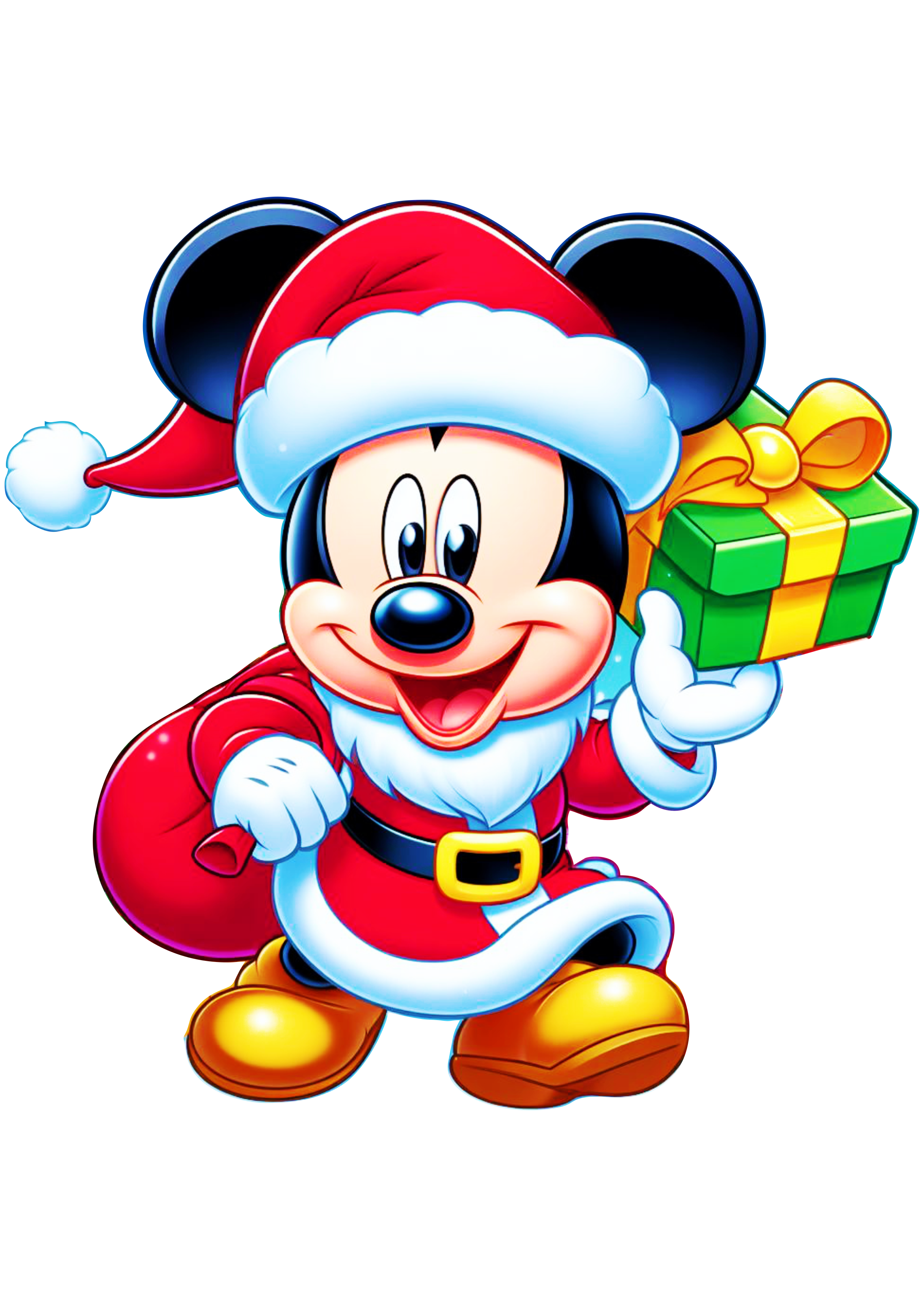 Mickey Mouse fantasiado de papai noel entregando presentes imagens de natal ilustração png
