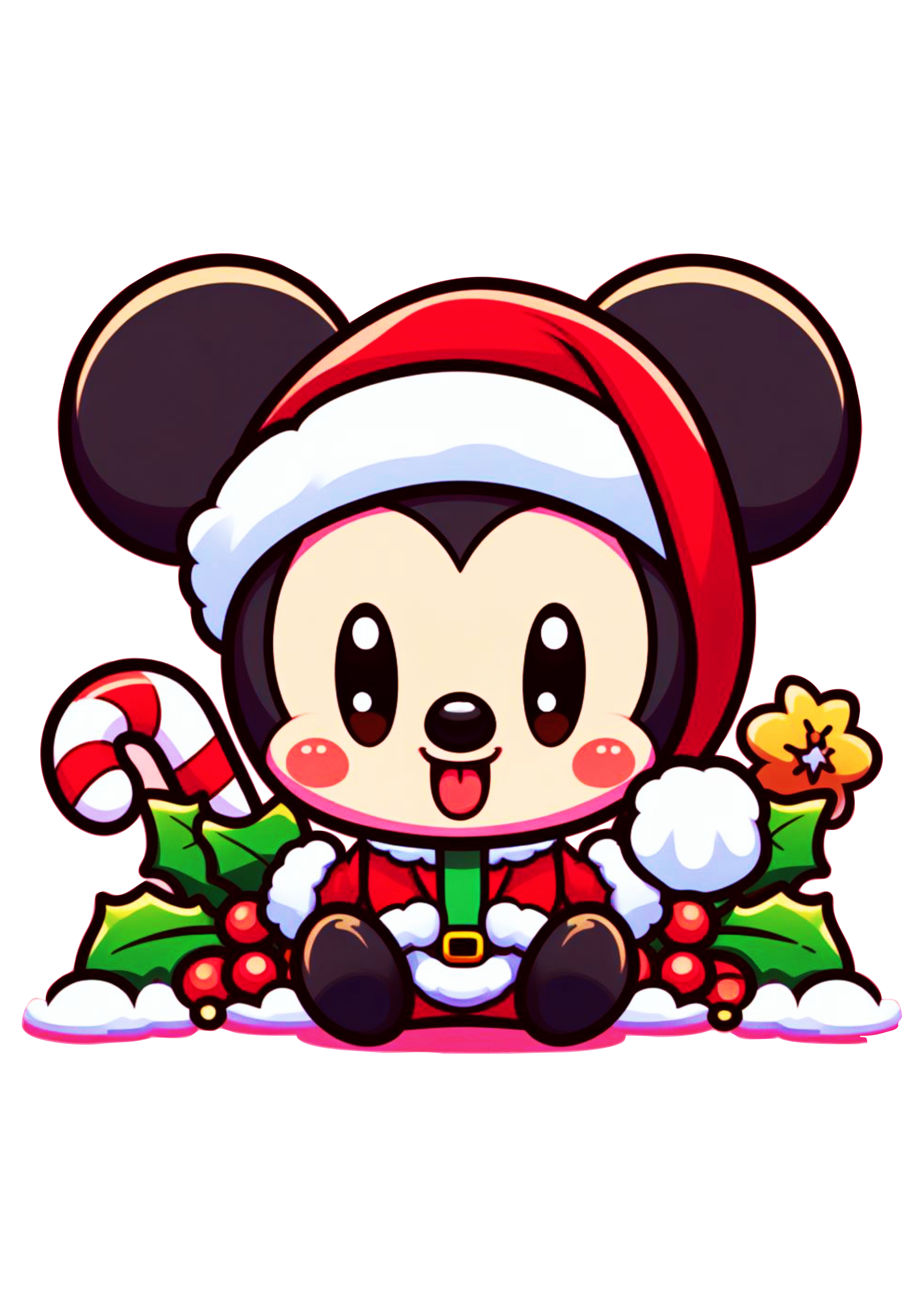Mickey Mouse Natal da Disney gorro do papai noel desenho infantil baby chibi png