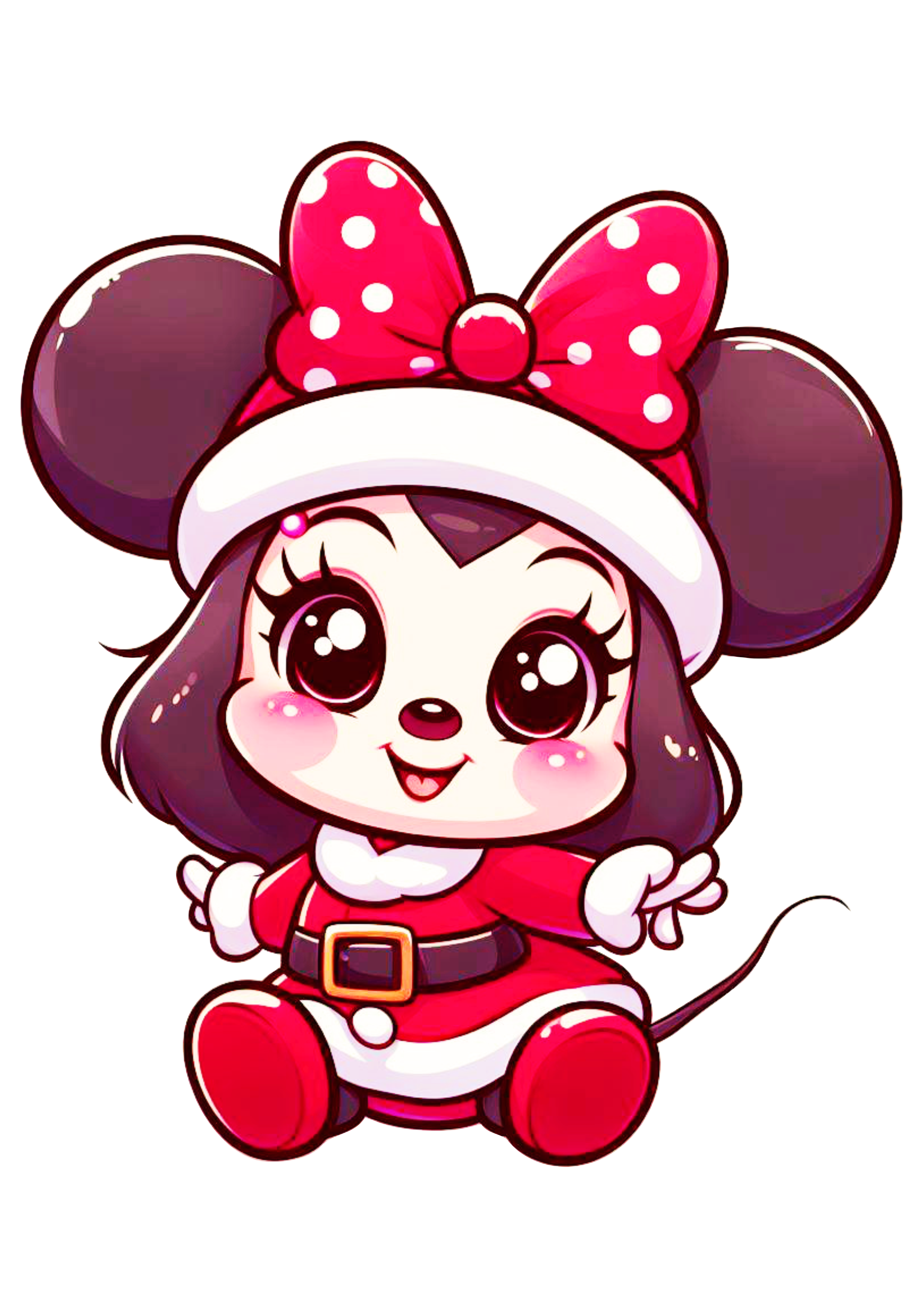 Minnie Mouse baby com roupinha de natal png